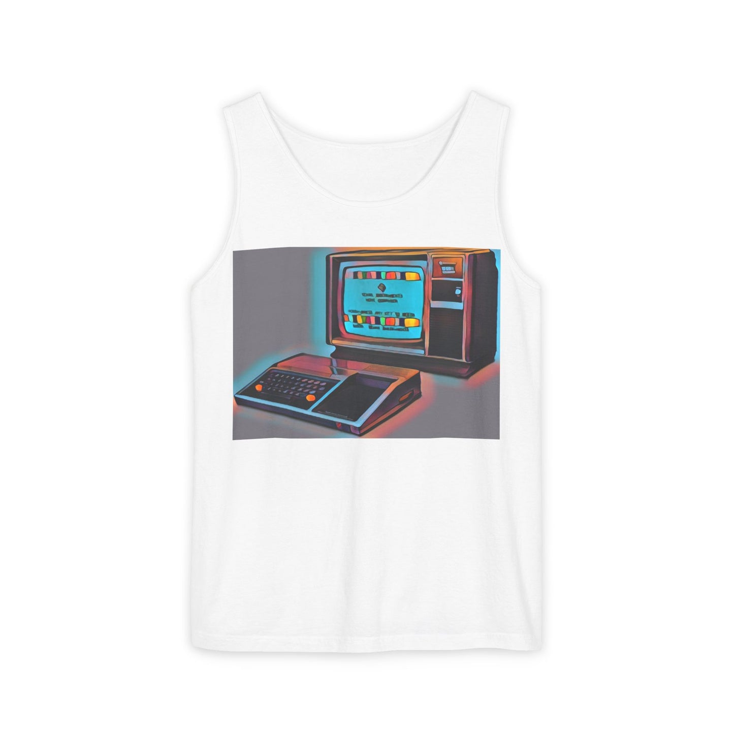 TI-99/4A Computer Inspired Tank Top | Print Art Color | Unisex Retro Graphic Tee for Tech Lovers, Summer Fashion, Gift for Nerds, Festival Wear, 80s Style