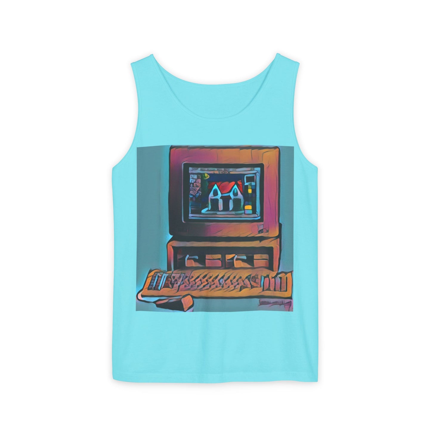 Classic business machine inspired Tank Top | Print Art Color | Unisex Retro Graphic Tee for Tech Lovers, Summer Fashion, Gift for Nerds, Festival Wear, 80s Style
