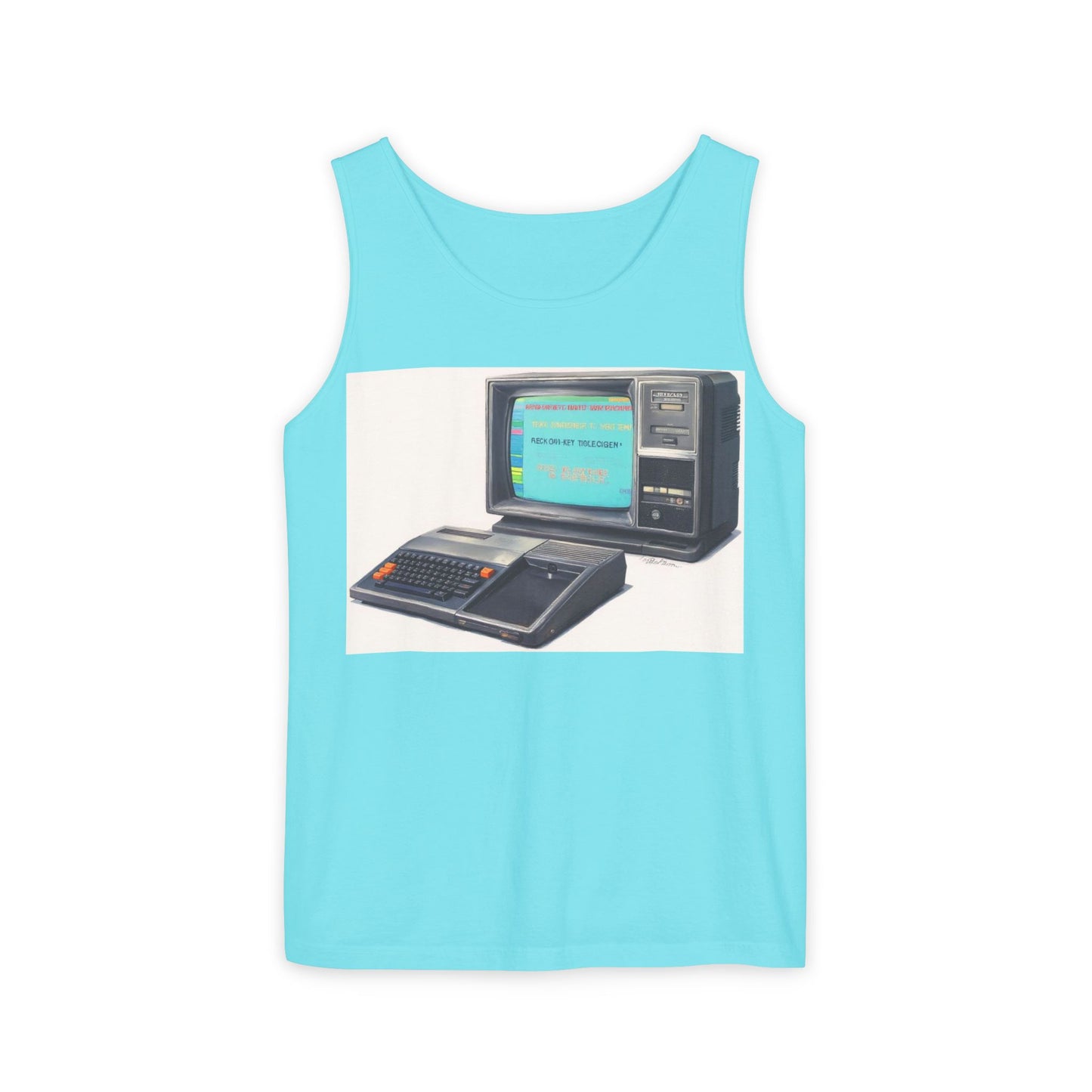 TI-99/4A Home Computer Inspired Tank Top | Mosaic Art Color | Unisex Retro Graphic Tee for Tech Lovers, Summer Fashion, Gift for Nerds, Festival Wear, 80s Style