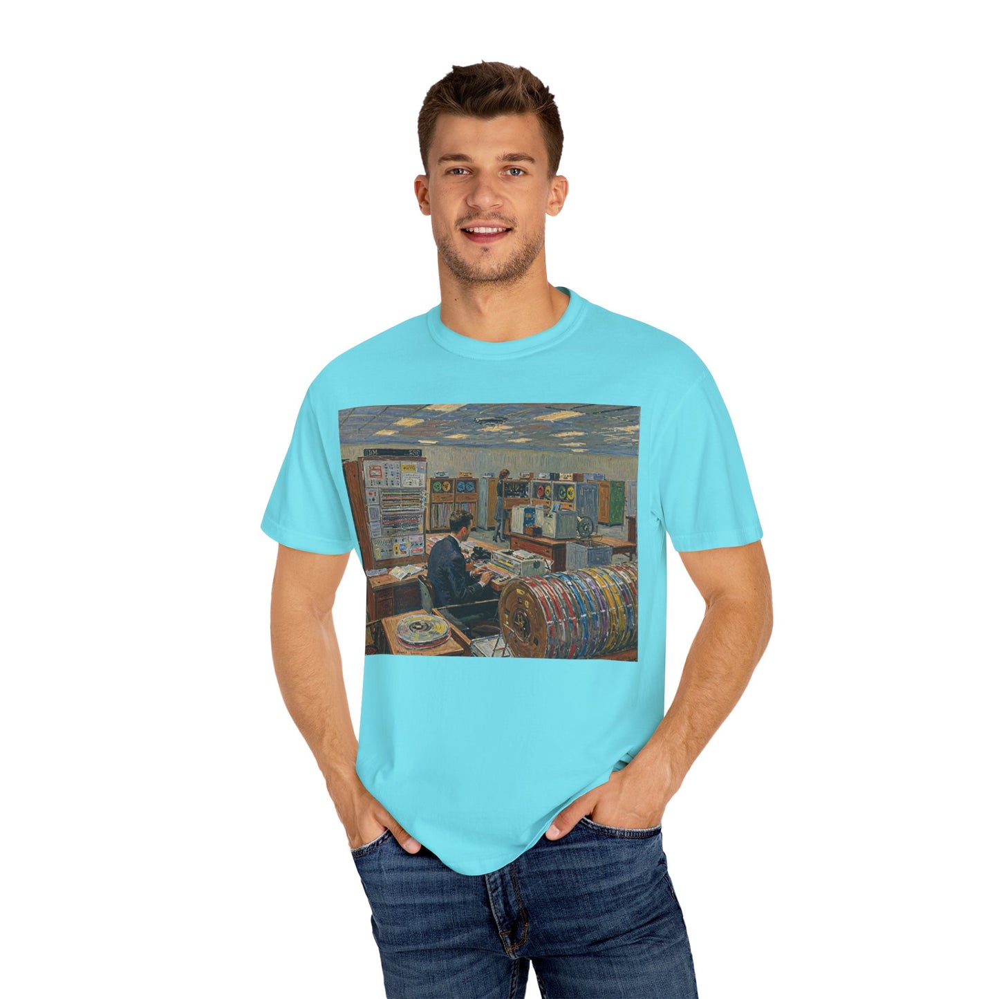 Classic Mainframe T-Shirt with tape storage units on back - Print Art Color