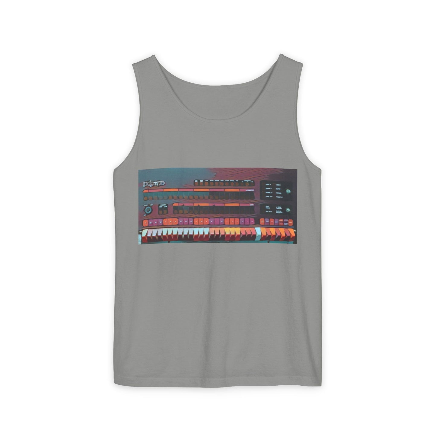 Mini Computer Inspired Tank Top | Unisex Retro Graphic Tee for Tech Lovers, Summer Fashion, Gift for Nerds, Festival Wear, 80s Style