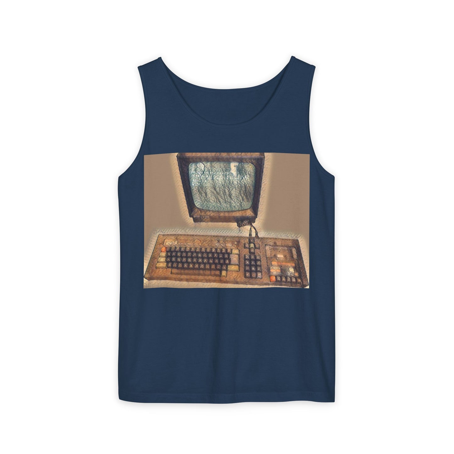 Classic 8 bit home computer inspired Tank Top | Faded Art Color | Unisex Retro Graphic Tee for Tech Lovers, Summer Fashion, Gift for Nerds, Festival Wear, 80s Style