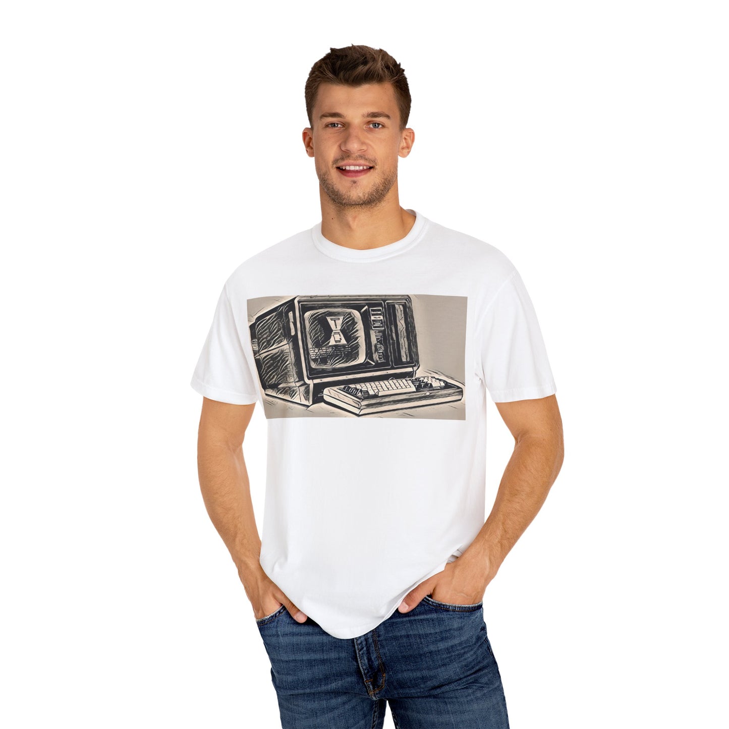 Classic Business Machine With Floppy Disk Bay T-Shirt - Ink Art Monochrome