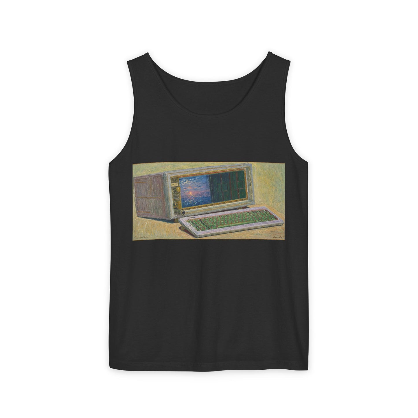 Classic Luggable PC Inspired Tank Top | Unisex Retro Graphic Tee for Tech Lovers, Summer Fashion, Gift for Nerds, Festival Wear, 80s Style