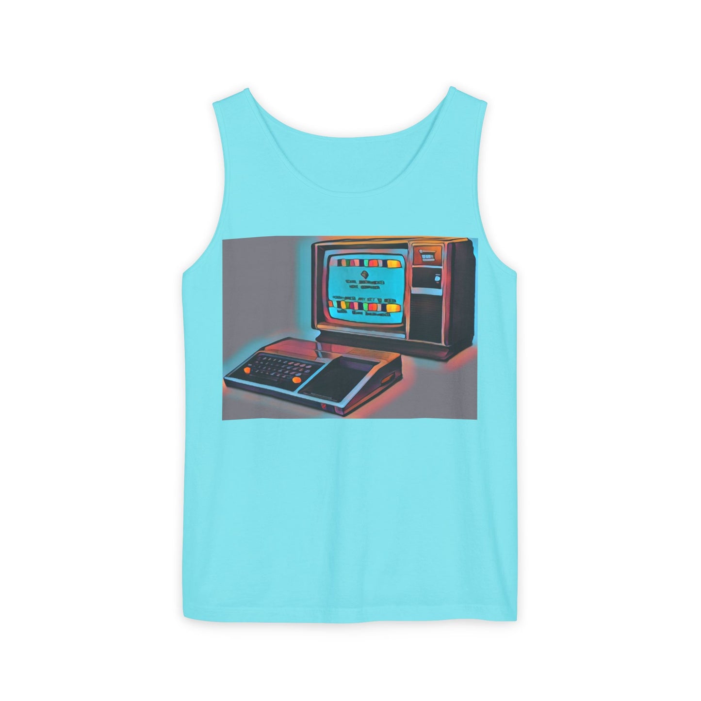TI-99/4A Computer Inspired Tank Top | Print Art Color | Unisex Retro Graphic Tee for Tech Lovers, Summer Fashion, Gift for Nerds, Festival Wear, 80s Style