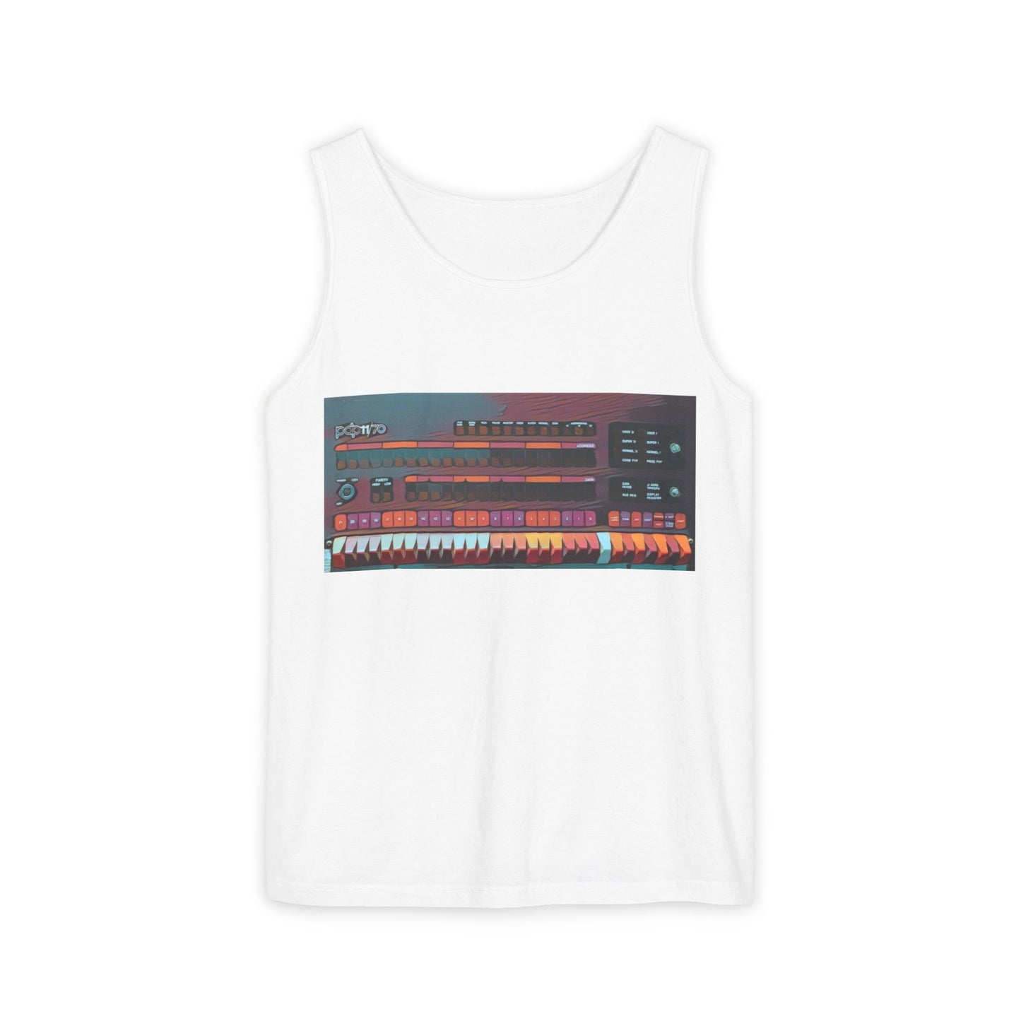 Mini Computer Inspired Tank Top | Unisex Retro Graphic Tee for Tech Lovers, Summer Fashion, Gift for Nerds, Festival Wear, 80s Style