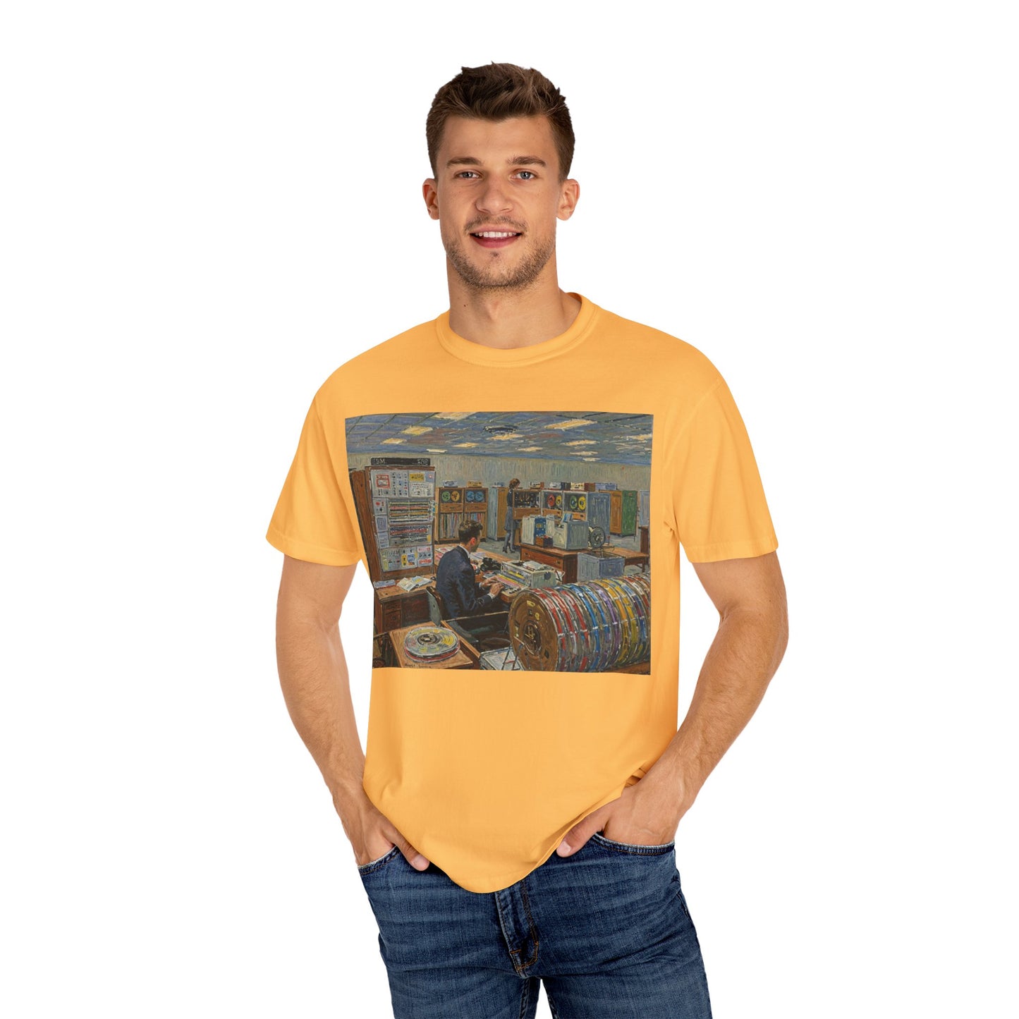 Classic Mainframe T-Shirt with tape storage units on back - Print Art Color