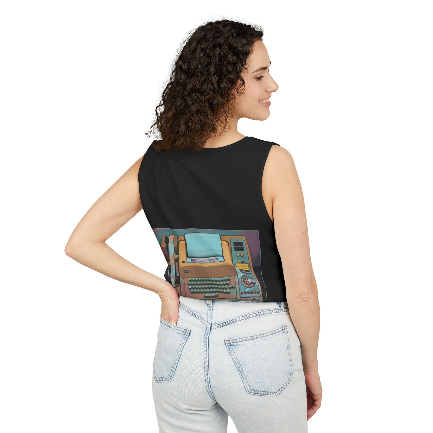 Mini Computer Inspired Tank Top | Unisex Retro Graphic Tee for Tech Lovers, Summer Fashion, Gift for Nerds, Festival Wear, 80s Style