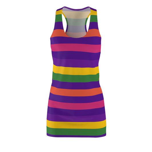 Six Color Stripe Women's Racerback Dress, Tech Lover Dress, Fun Party Dress, Summer Vibes Dress, Festival Outfit, Unique Gift