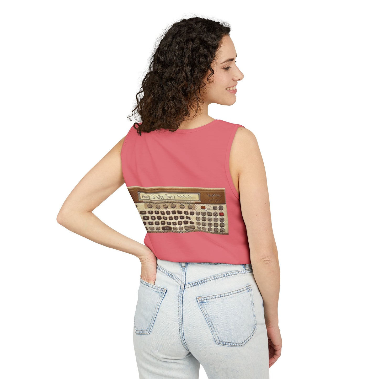 Pocket Computer Inspired Tank Top | Unisex Retro Graphic Tee for Tech Lovers, Summer Fashion, Gift for Nerds, Festival Wear, 80s Style