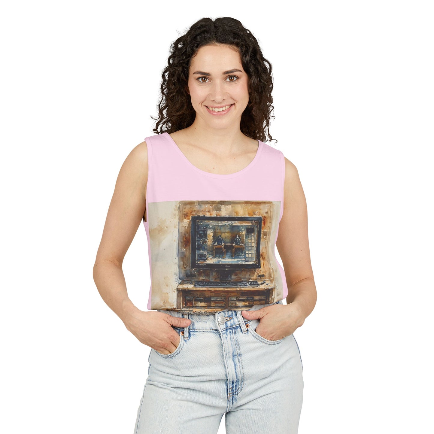 Classic business machine inspired Tank Top | Paint Art | Unisex Retro Graphic Tee for Tech Lovers, Summer Fashion, Gift for Nerds, Festival Wear, 80s Style