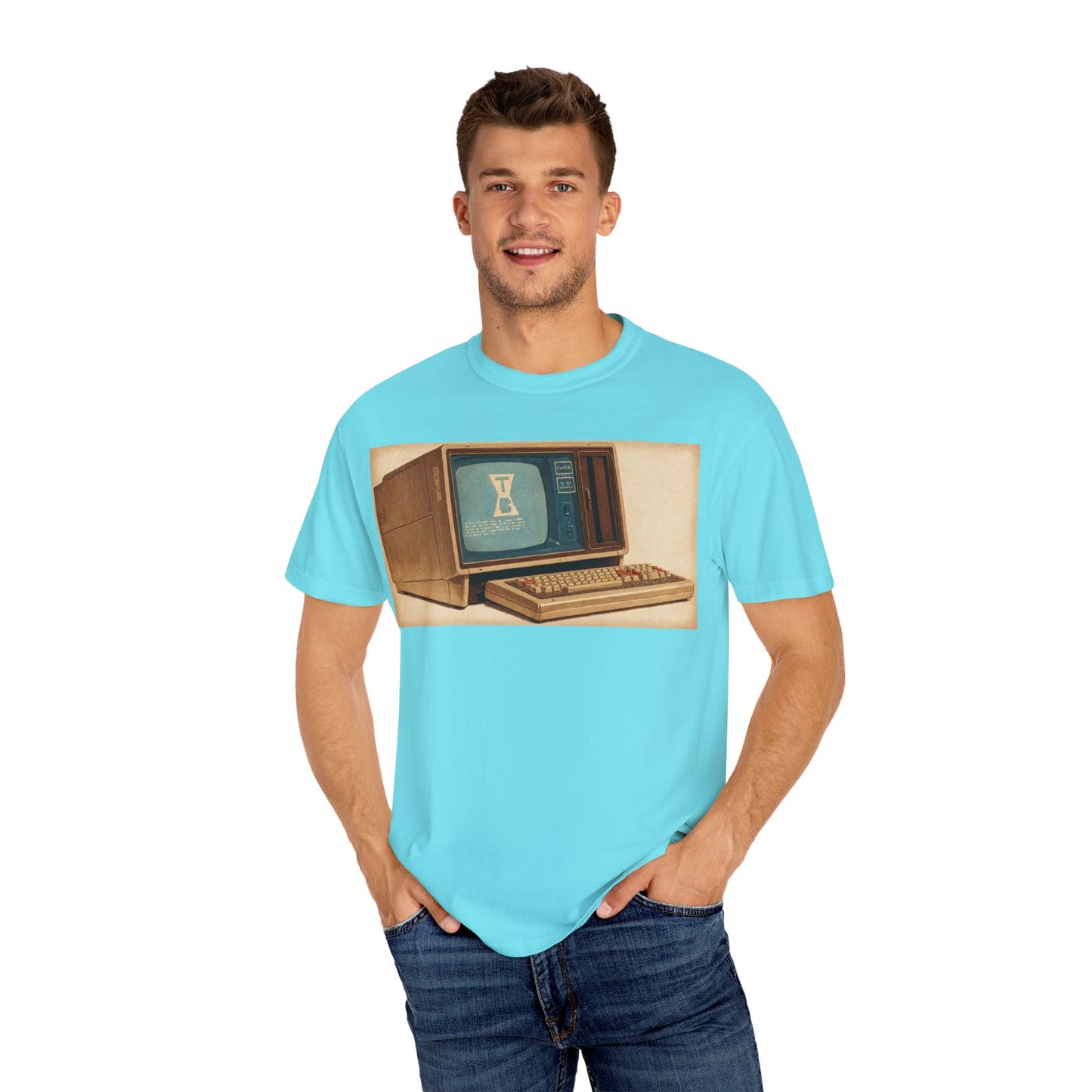 Classic Business Machine With Floppy Disk Bay T-Shirt - Mixed Art Sepia