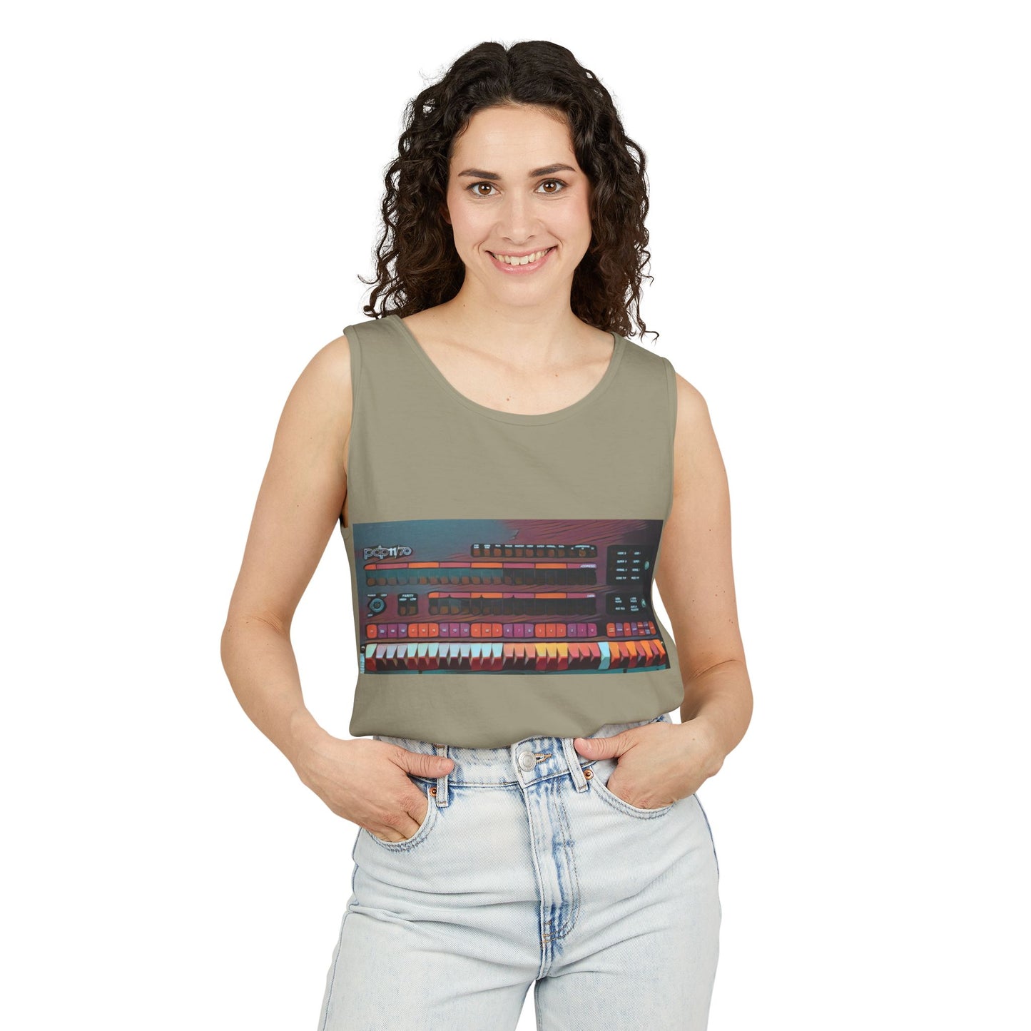 Mini Computer Inspired Tank Top | Unisex Retro Graphic Tee for Tech Lovers, Summer Fashion, Gift for Nerds, Festival Wear, 80s Style