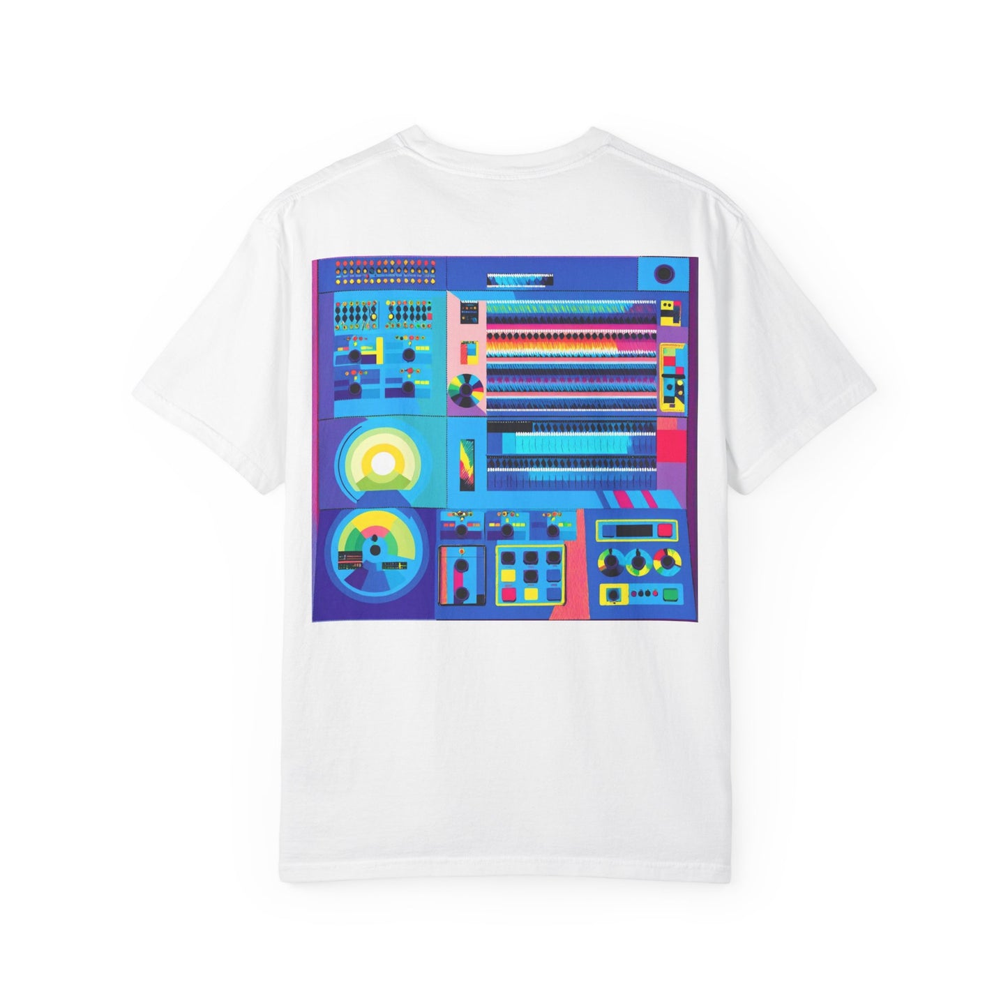 Classic Mainframe Computer T-Shirt with control panel on back - Modern Art Color