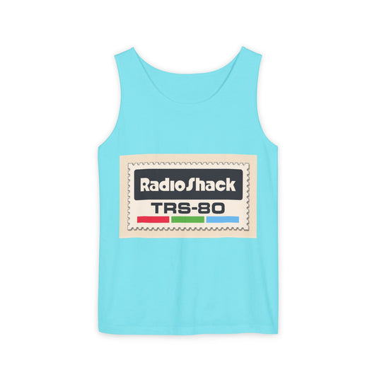 TRS-80 CoCo Themed Tank Top | Monochrome Art | Unisex Retro Graphic Tee for Tech Lovers, Summer Fashion, Gift for Nerds, Festival Wear, 80s Style