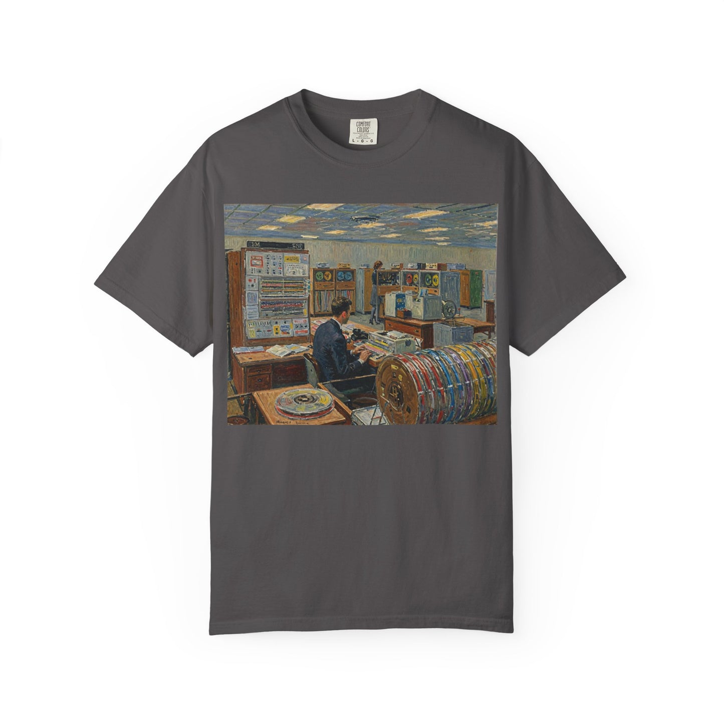 Classic Mainframe T-Shirt with tape storage units on back - Print Art Color