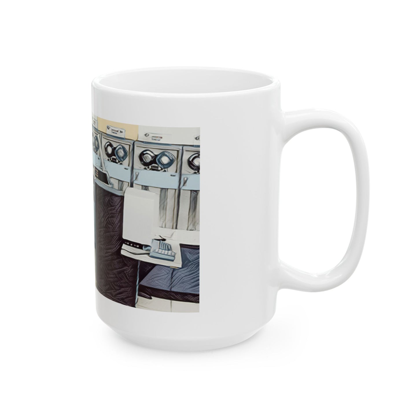 Classic Mainframe Ceramic Mug in Print Art Color Design | Perfect for Tech Lovers
