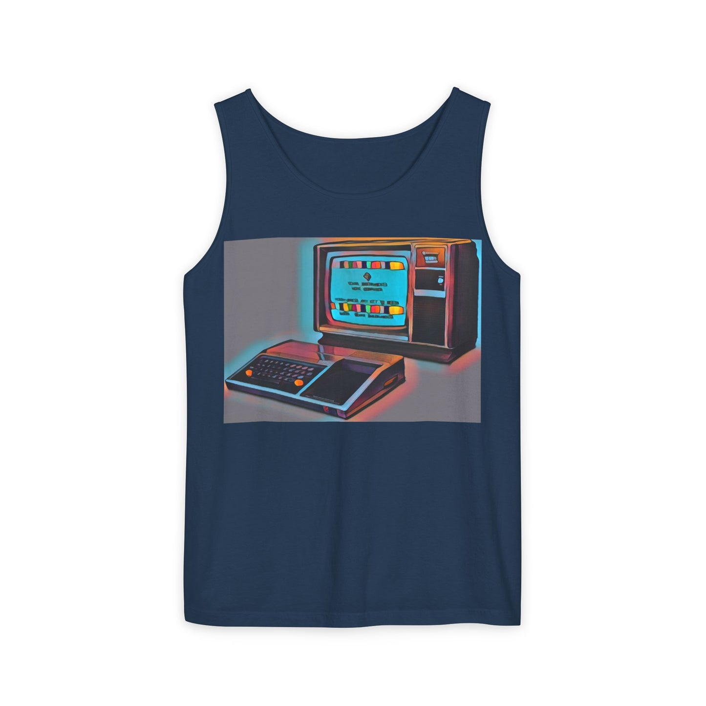 TI-99/4A Computer Inspired Tank Top | Print Art Color | Unisex Retro Graphic Tee for Tech Lovers, Summer Fashion, Gift for Nerds, Festival Wear, 80s Style
