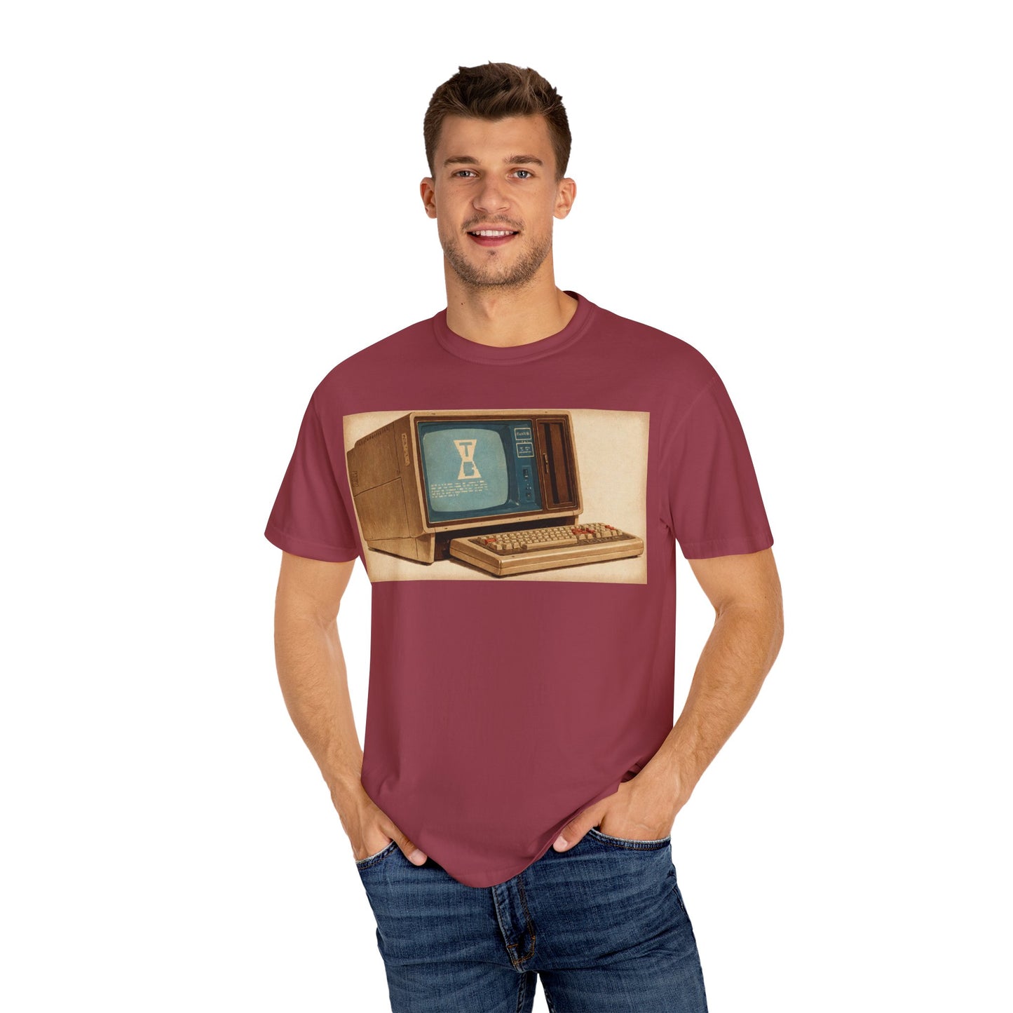 Classic Business Machine With Floppy Disk Bay T-Shirt - Mixed Art Sepia