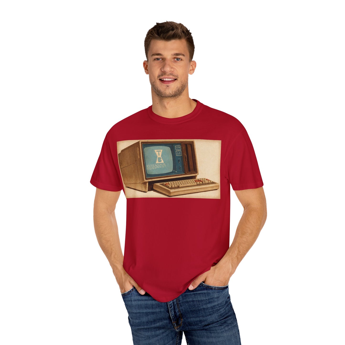 Classic Business Machine With Floppy Disk Bay T-Shirt - Mixed Art Sepia