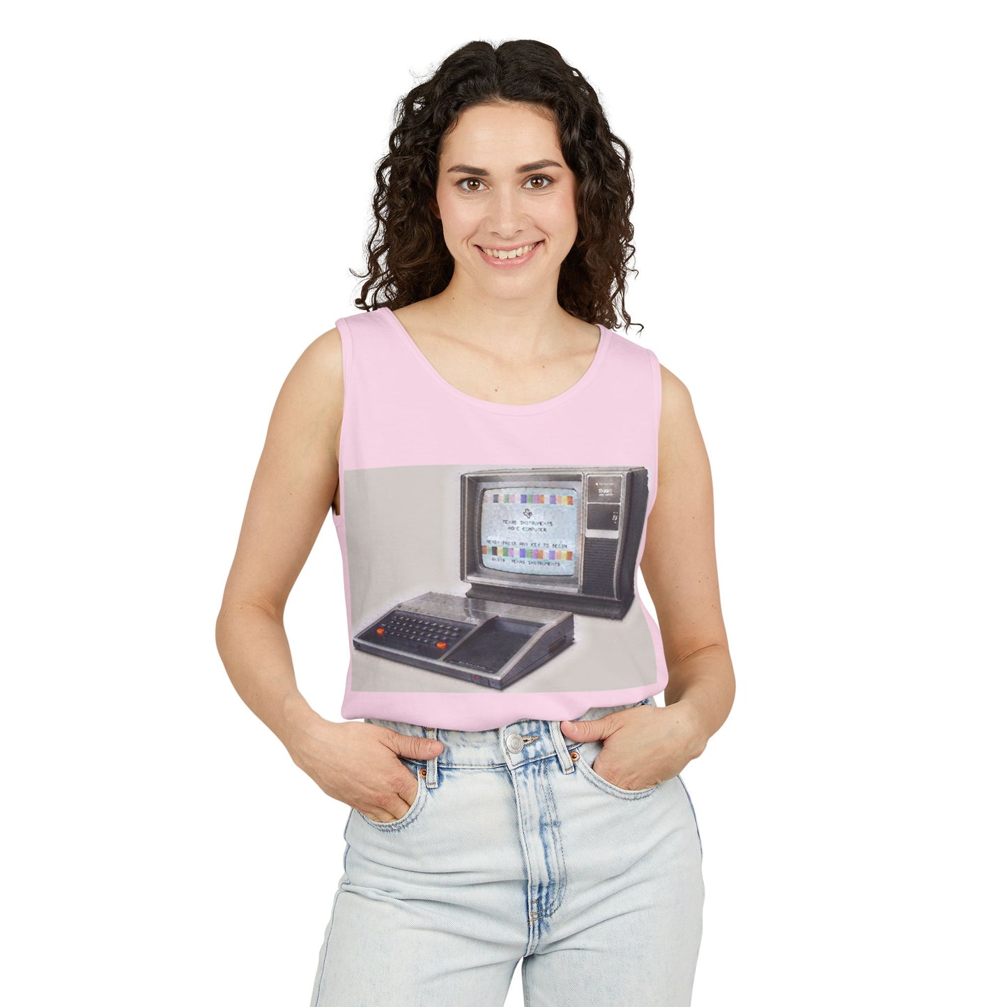 TI-99/4A Home Computer Inspired Tank Top | Matt Art Color | Unisex Retro Graphic Tee for Tech Lovers, Summer Fashion, Gift for Nerds, Festival Wear, 80s Style