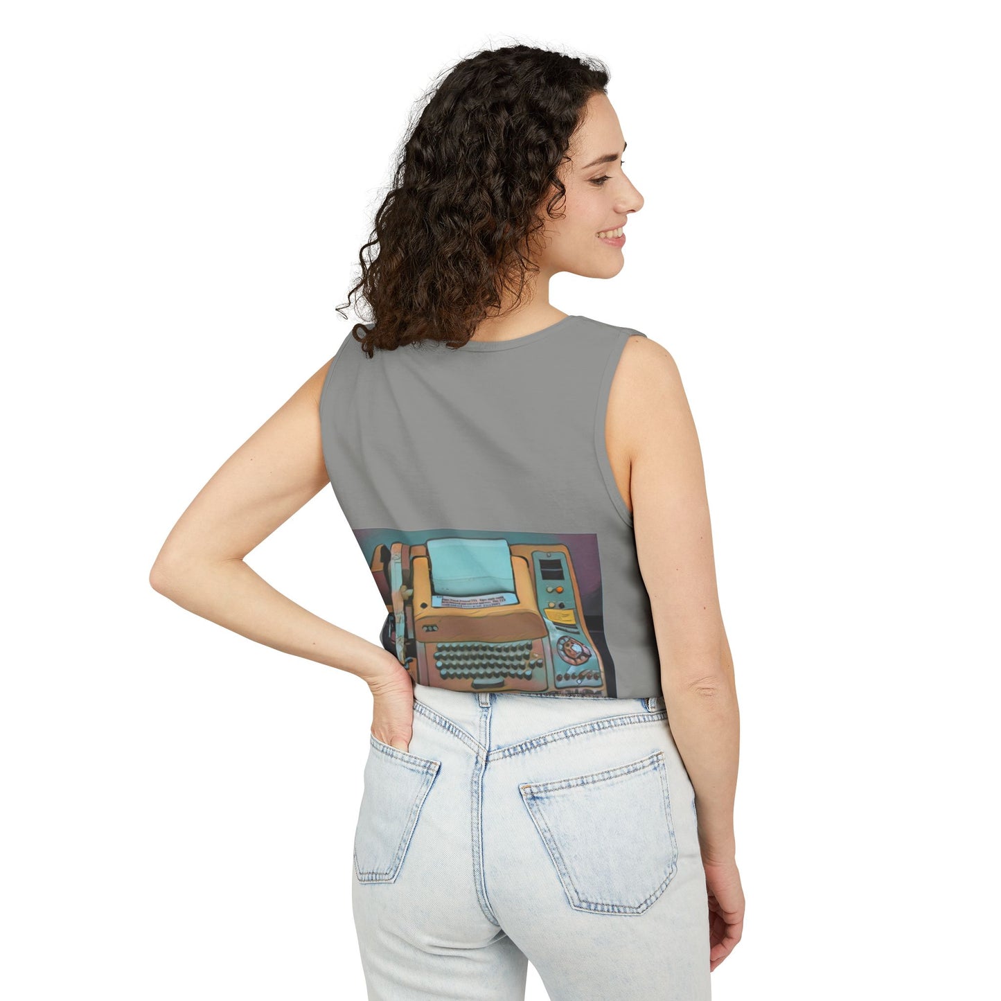 Mini Computer Inspired Tank Top | Unisex Retro Graphic Tee for Tech Lovers, Summer Fashion, Gift for Nerds, Festival Wear, 80s Style