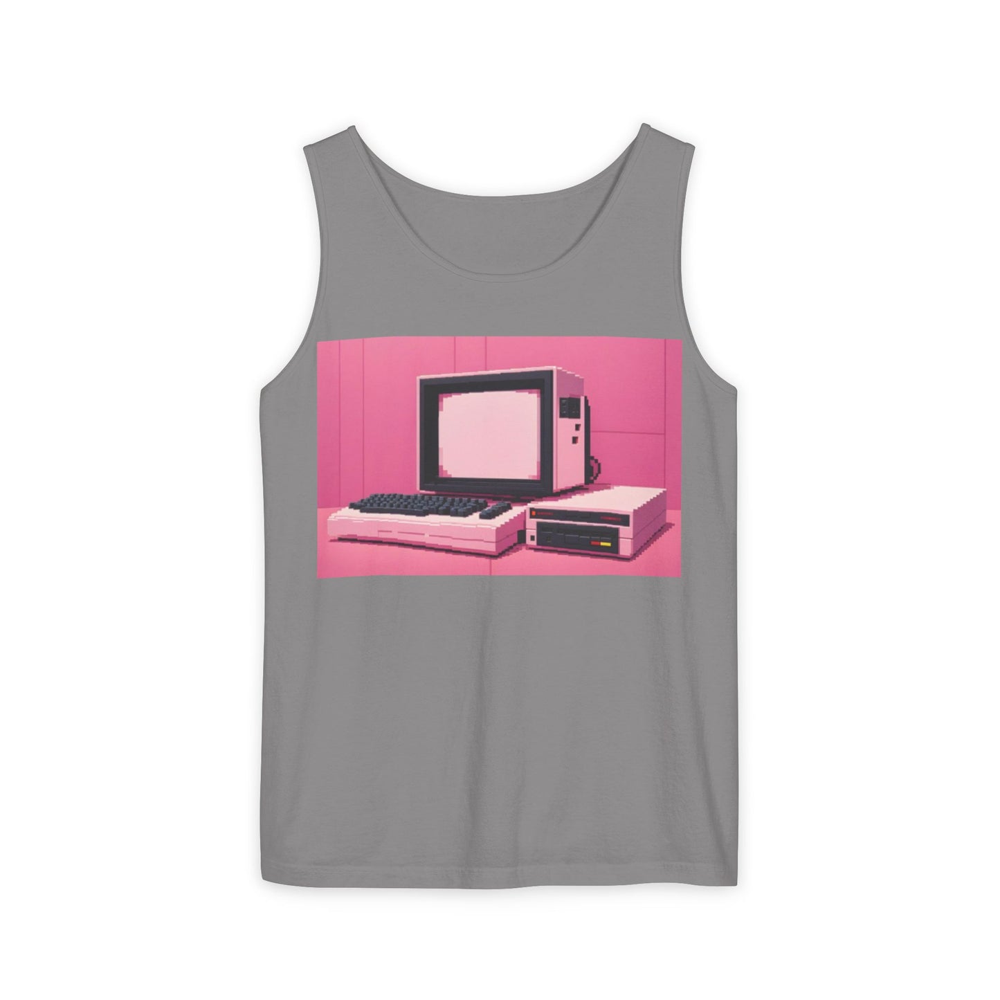 Classic 8 bit home computer inspired Tank Top | Pixel Art Color | Unisex Retro Graphic Tee for Tech Lovers, Summer Fashion, Gift for Nerds, Festival Wear, 80s Style