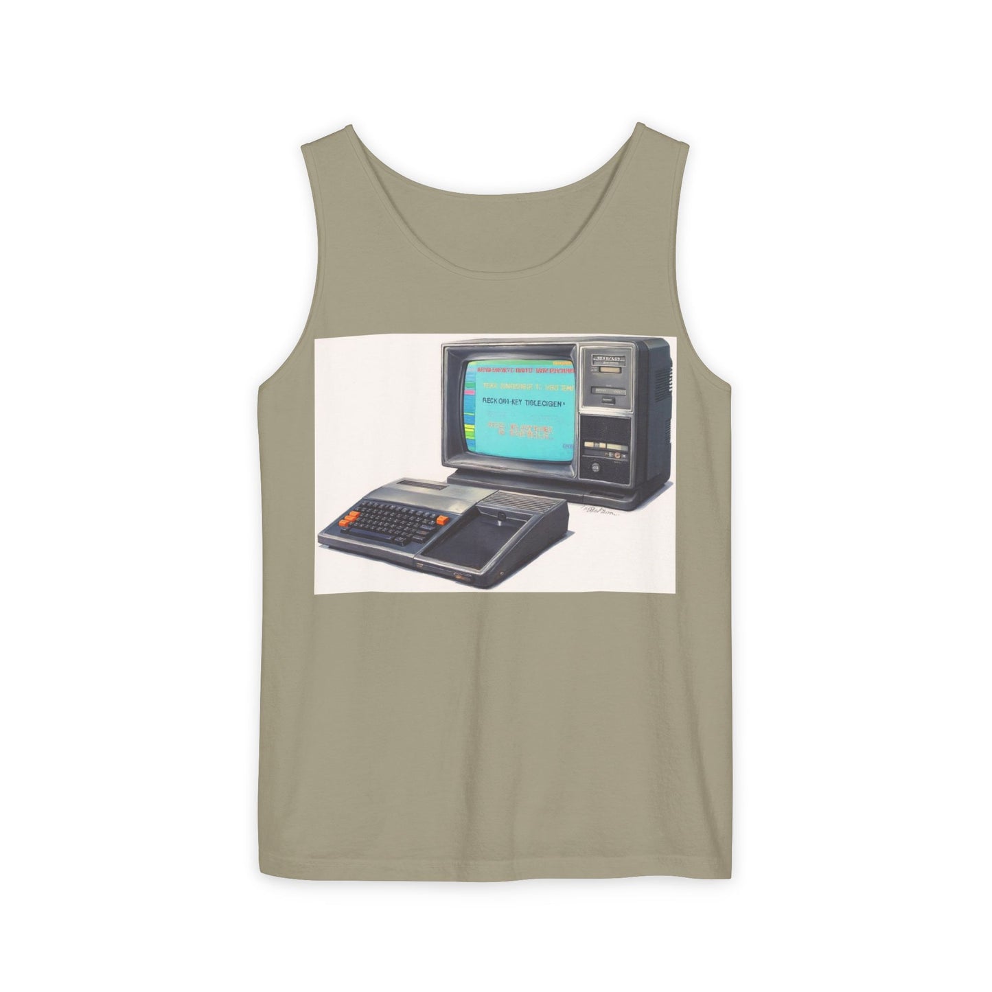 TI-99/4A Home Computer Inspired Tank Top | Mosaic Art Color | Unisex Retro Graphic Tee for Tech Lovers, Summer Fashion, Gift for Nerds, Festival Wear, 80s Style
