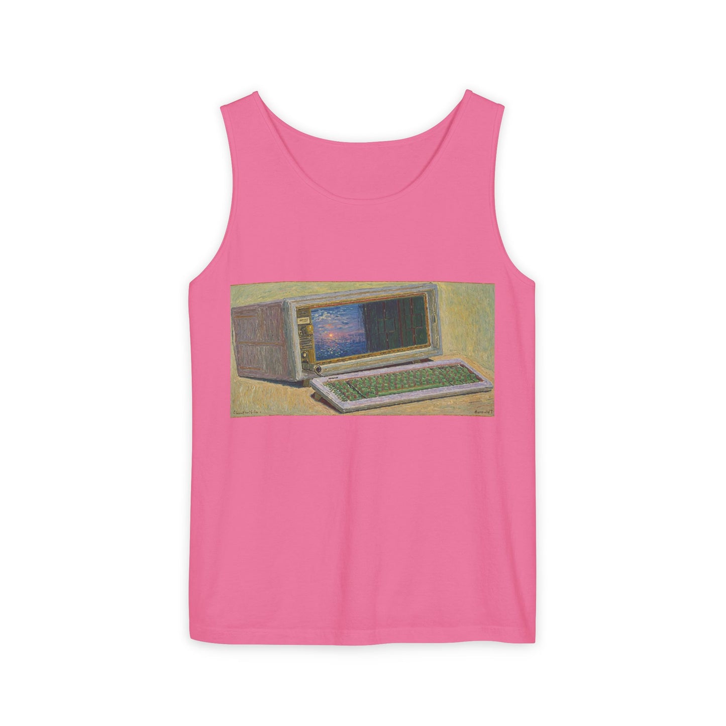 Classic Luggable PC Inspired Tank Top | Unisex Retro Graphic Tee for Tech Lovers, Summer Fashion, Gift for Nerds, Festival Wear, 80s Style