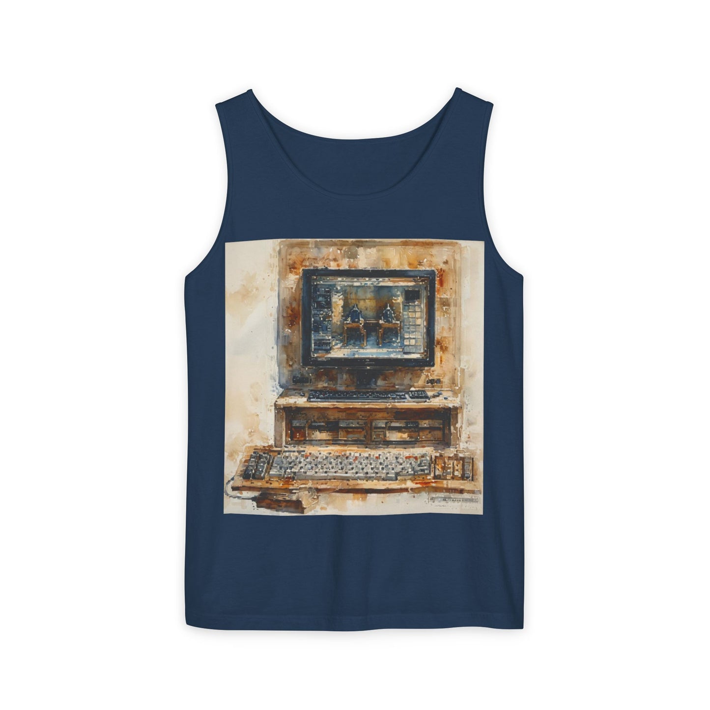 Classic business machine inspired Tank Top | Paint Art | Unisex Retro Graphic Tee for Tech Lovers, Summer Fashion, Gift for Nerds, Festival Wear, 80s Style