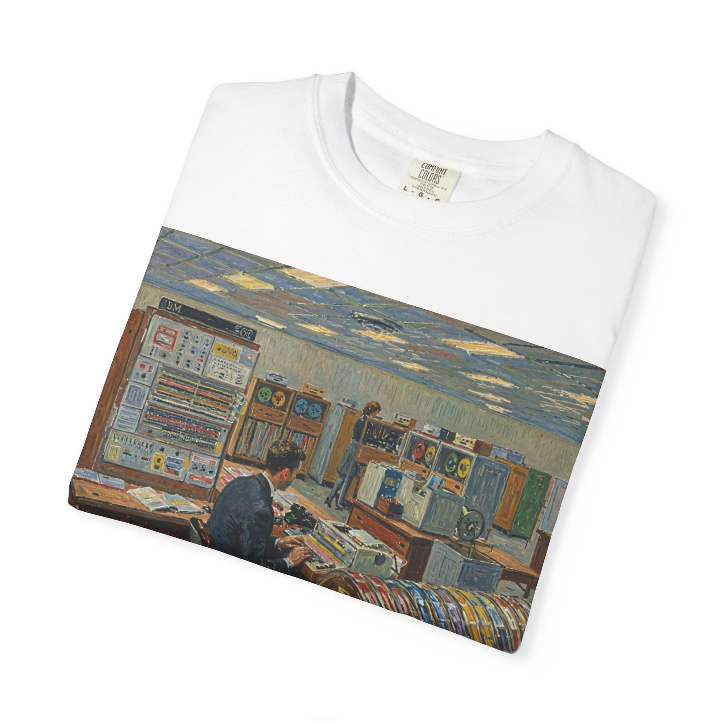 Classic Mainframe T-Shirt with tape storage units on back - Print Art Color