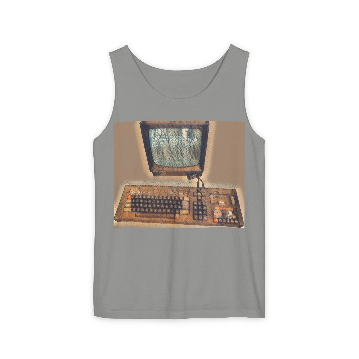 Classic 8 bit home computer inspired Tank Top | Faded Art Color | Unisex Retro Graphic Tee for Tech Lovers, Summer Fashion, Gift for Nerds, Festival Wear, 80s Style
