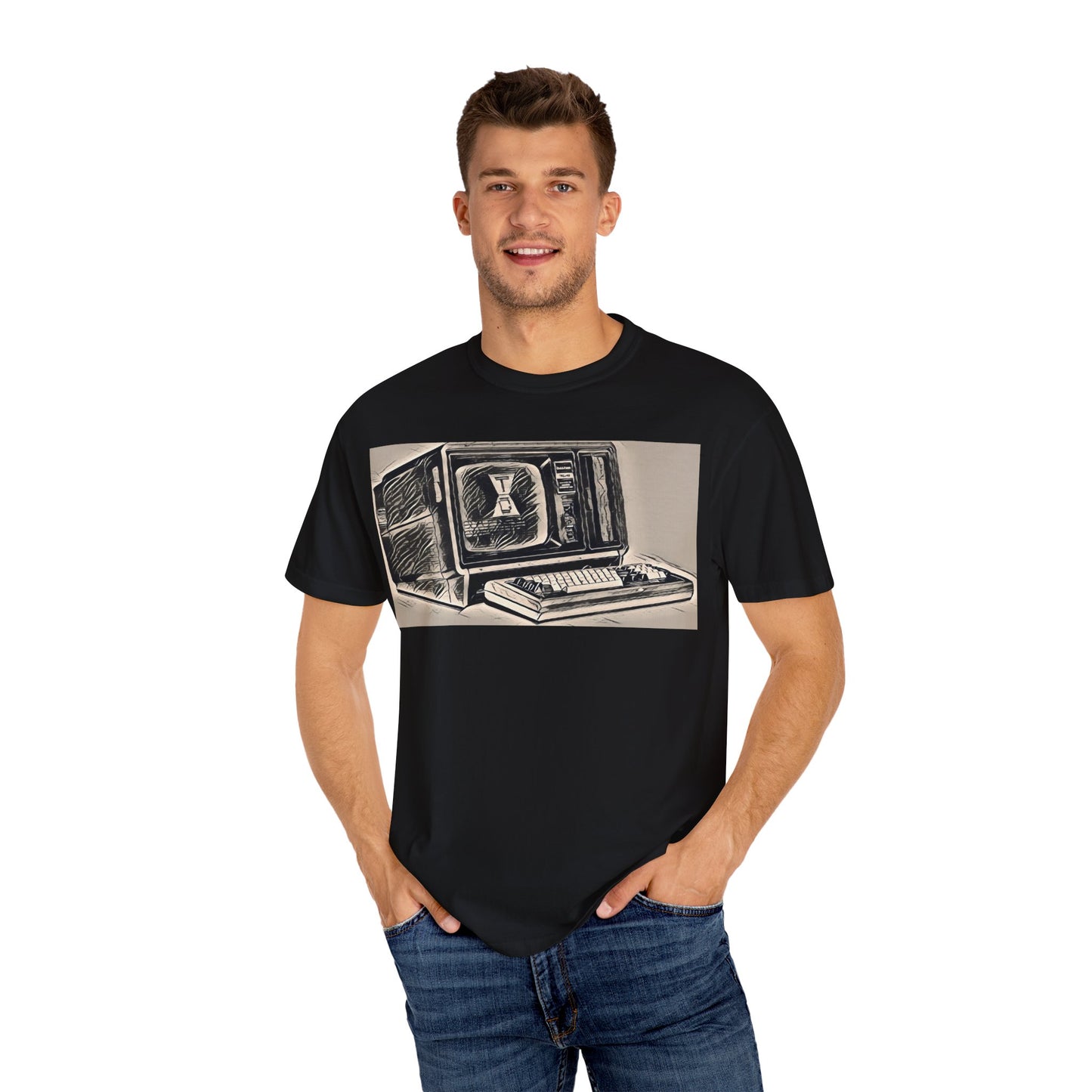 Classic Business Machine With Floppy Disk Bay T-Shirt - Ink Art Monochrome
