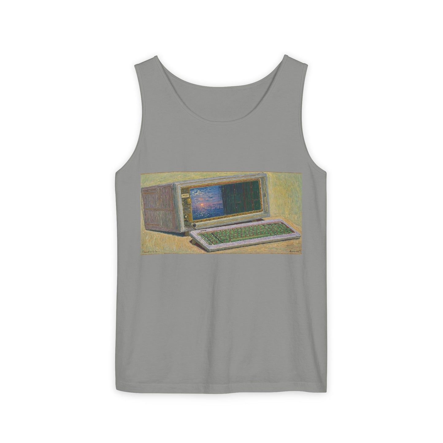 Classic Luggable PC Inspired Tank Top | Unisex Retro Graphic Tee for Tech Lovers, Summer Fashion, Gift for Nerds, Festival Wear, 80s Style