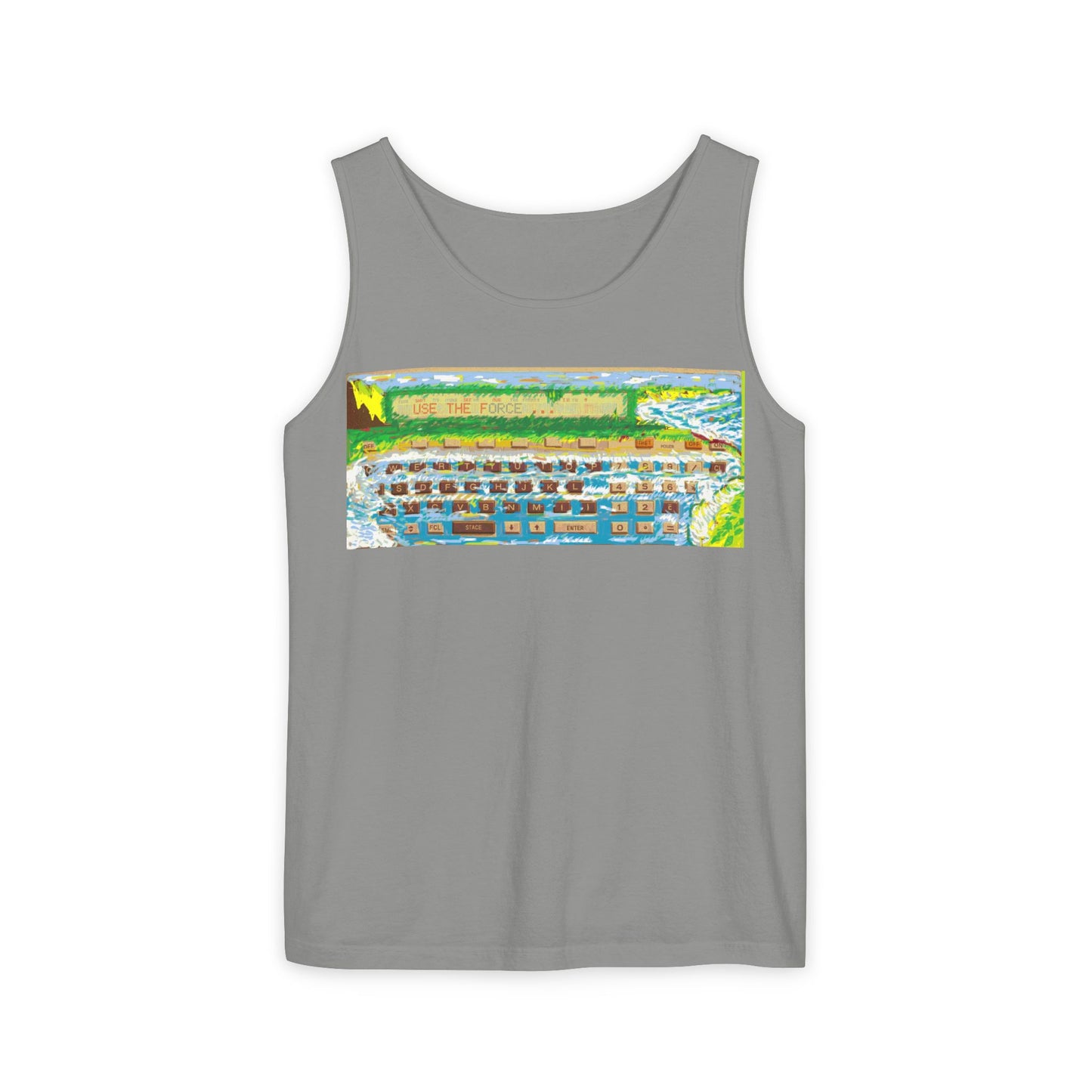 Pocket Computer Inspired Tank Top | Unisex Retro Graphic Tee for Tech Lovers, Summer Fashion, Gift for Nerds, Festival Wear, 80s Style