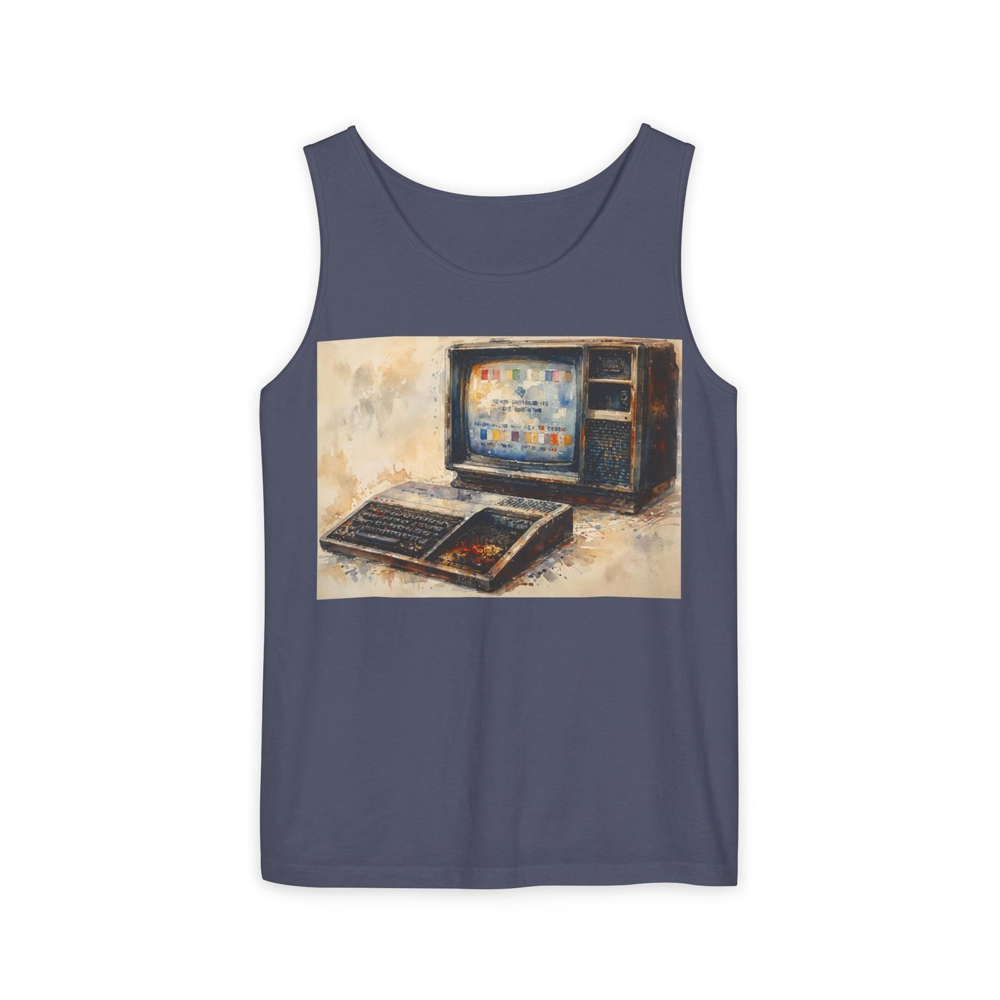 TI-99/4A Home Computer Inspired Tank Top | Oil Art Color | Unisex Retro Graphic Tee for Tech Lovers, Summer Fashion, Gift for Nerds, Festival Wear, 80s Style
