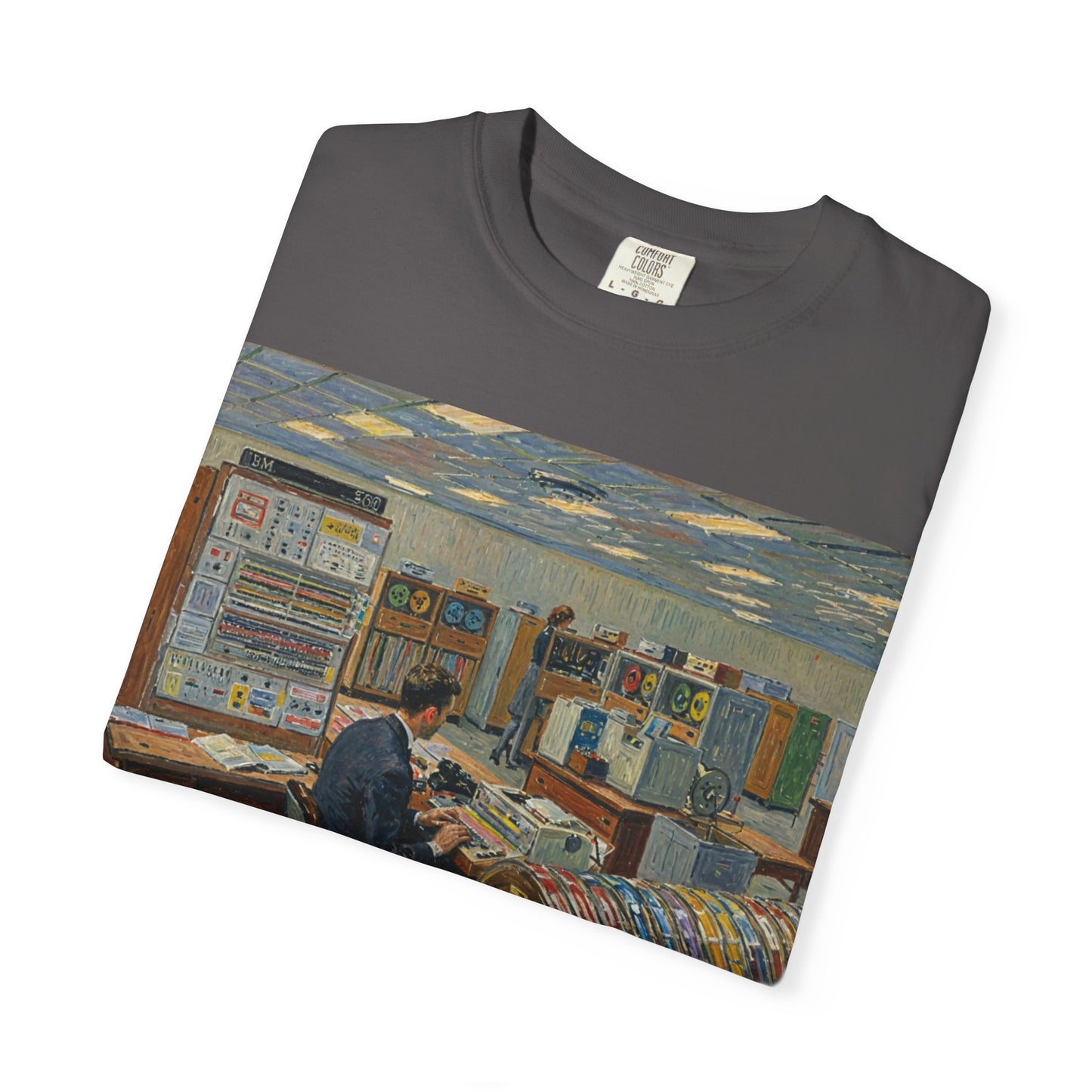 Classic Mainframe T-Shirt with tape storage units on back - Print Art Color