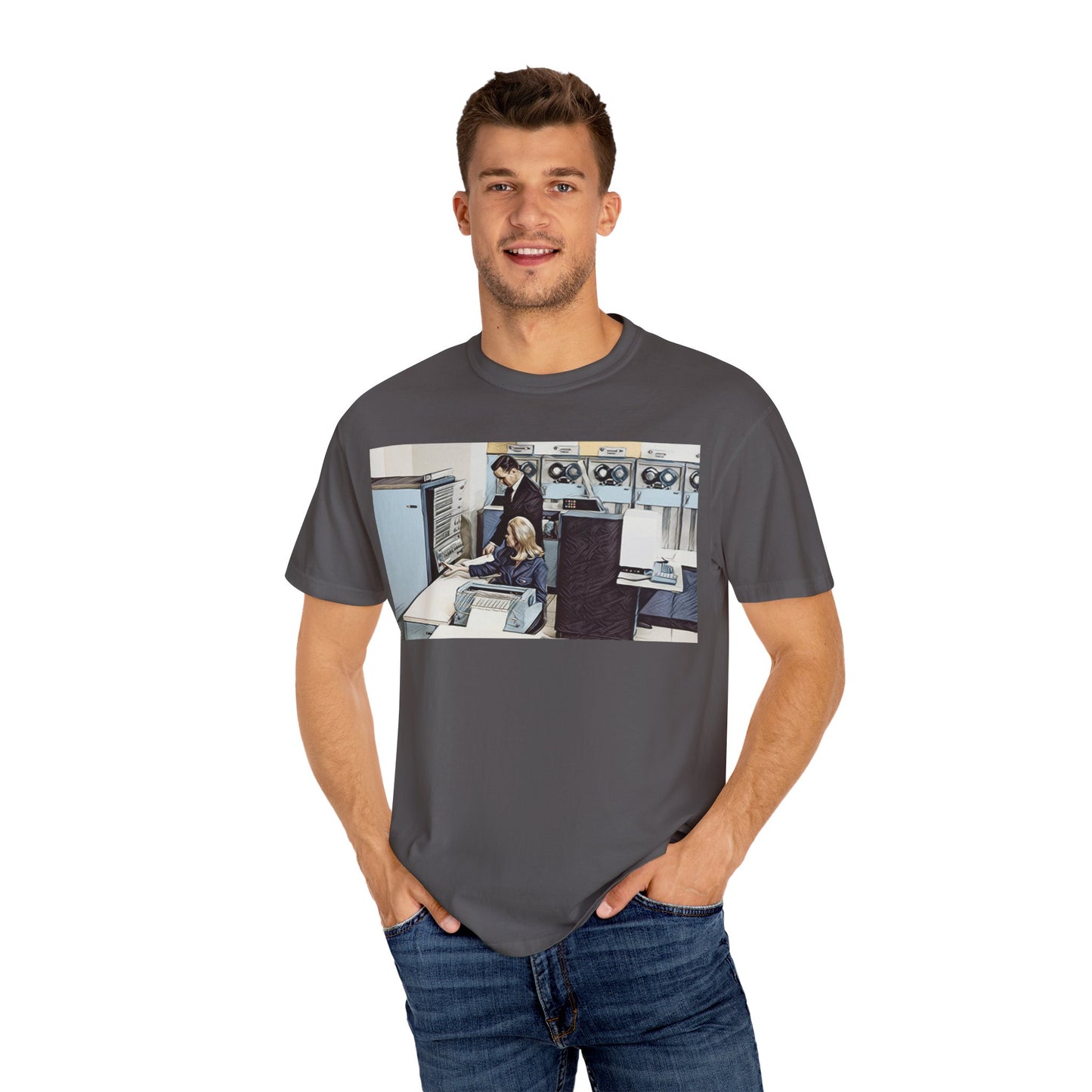 Classic Mainframe T-Shirt with control panel on back - Print Art Color