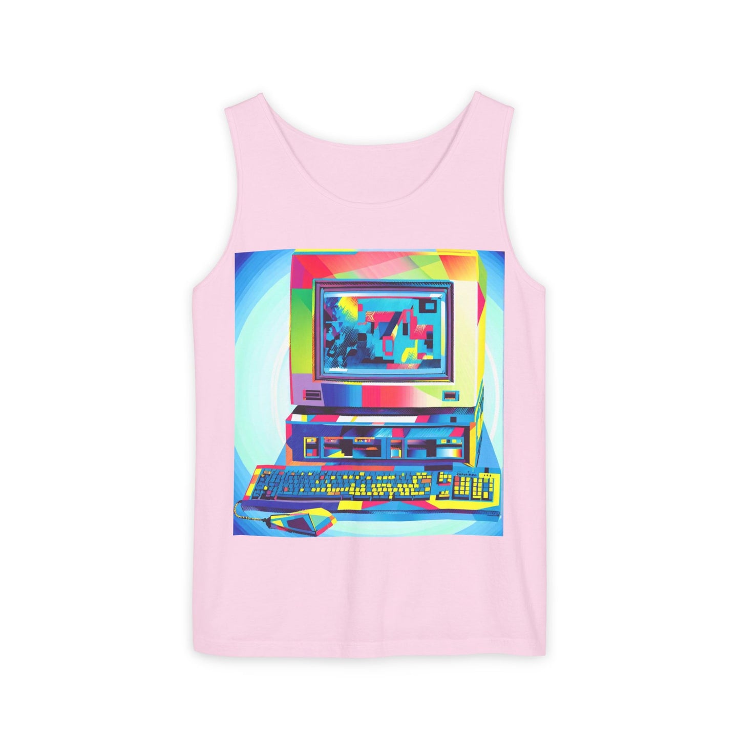 Classic business machine inspired Tank Top | Multi-Color Art | Unisex Retro Graphic Tee for Tech Lovers, Summer Fashion, Gift for Nerds, Festival Wear, 80s Style
