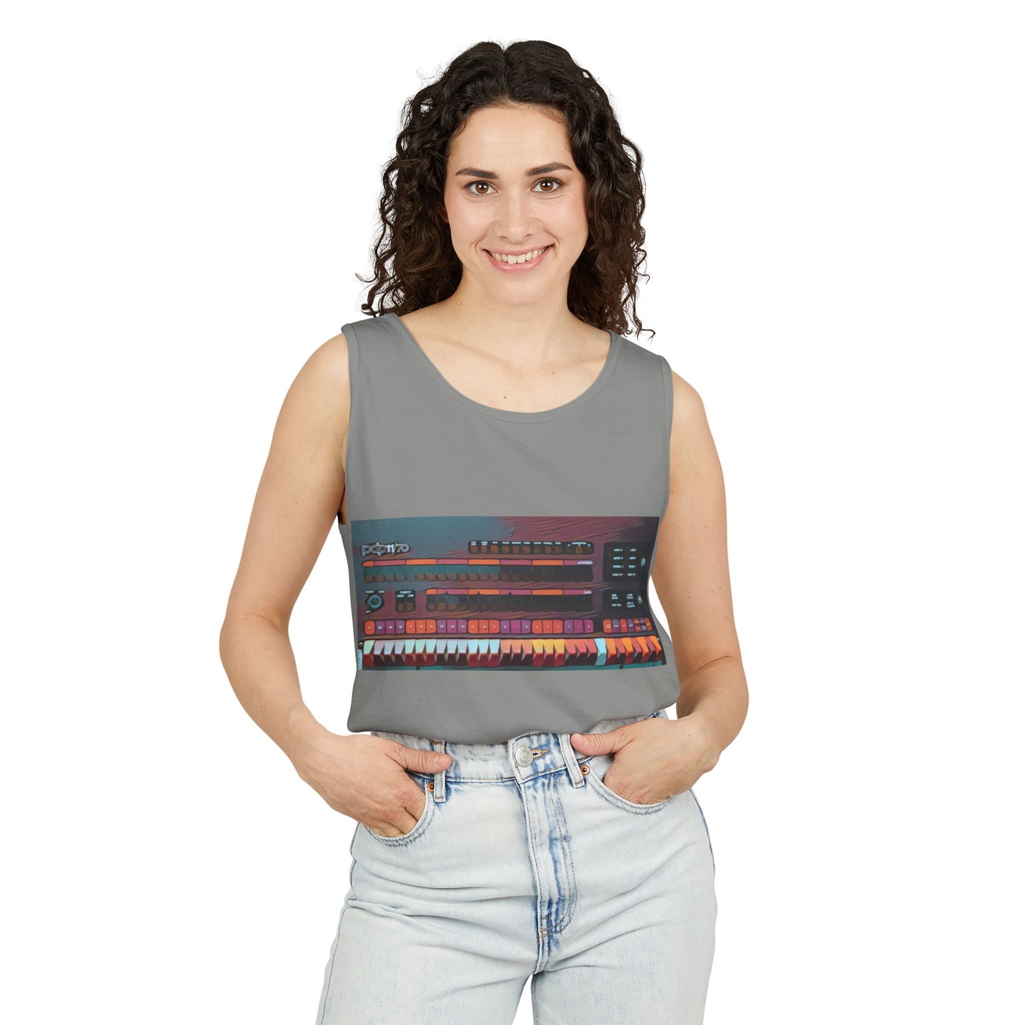 Mini Computer Inspired Tank Top | Unisex Retro Graphic Tee for Tech Lovers, Summer Fashion, Gift for Nerds, Festival Wear, 80s Style