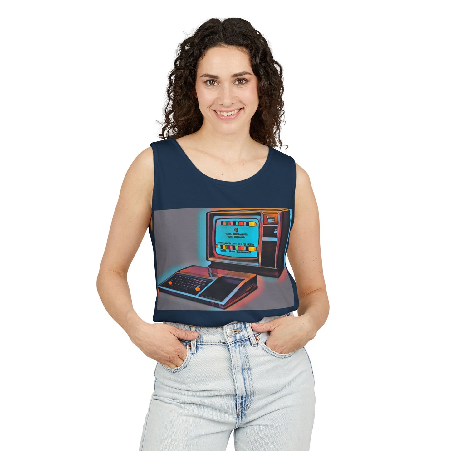 TI-99/4A Computer Inspired Tank Top | Print Art Color | Unisex Retro Graphic Tee for Tech Lovers, Summer Fashion, Gift for Nerds, Festival Wear, 80s Style