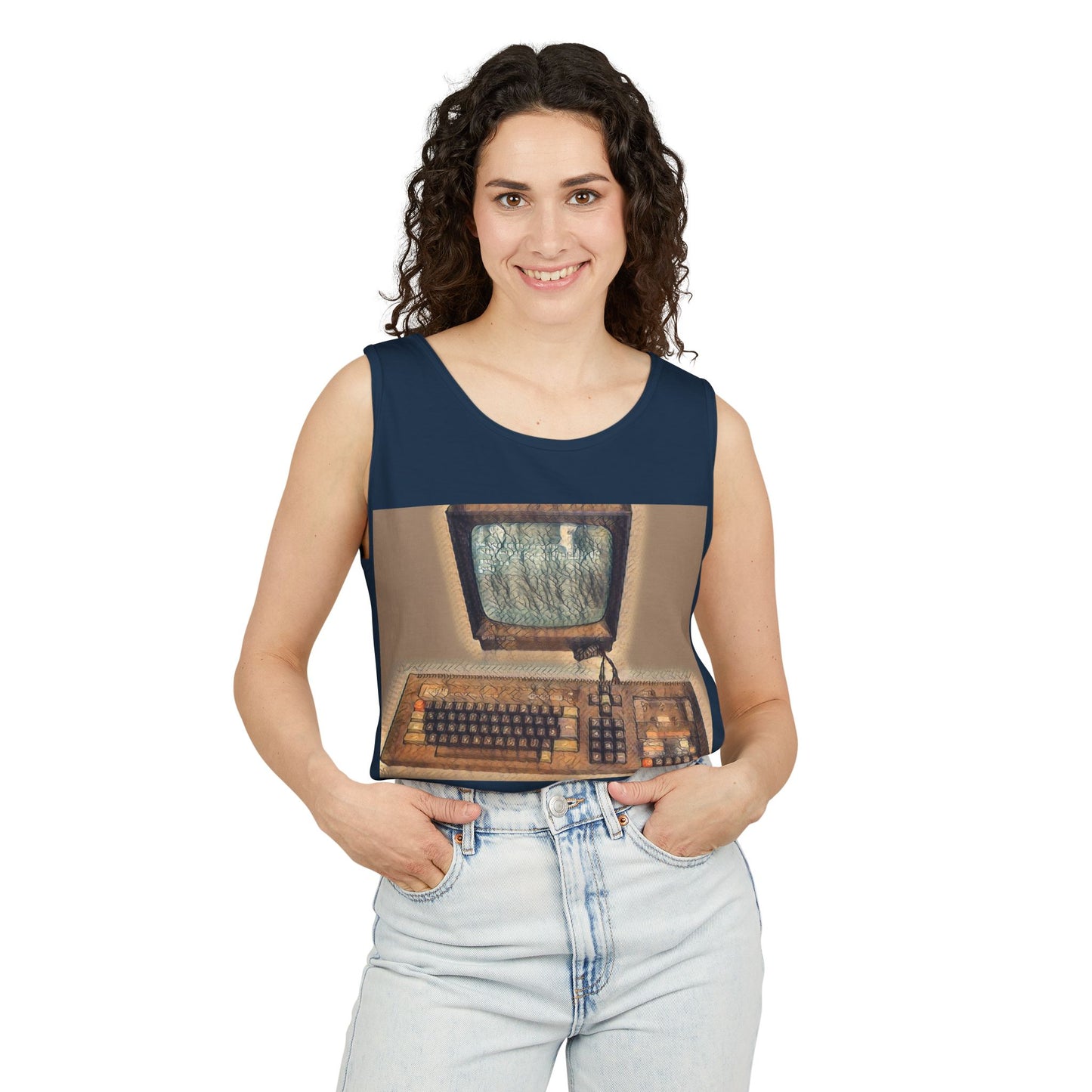 Classic 8 bit home computer inspired Tank Top | Faded Art Color | Unisex Retro Graphic Tee for Tech Lovers, Summer Fashion, Gift for Nerds, Festival Wear, 80s Style