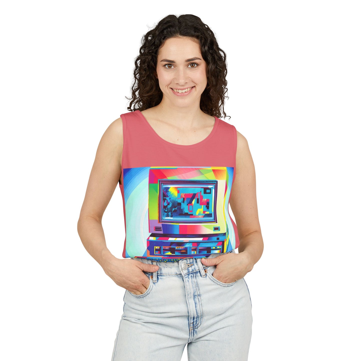 Classic business machine inspired Tank Top | Multi-Color Art | Unisex Retro Graphic Tee for Tech Lovers, Summer Fashion, Gift for Nerds, Festival Wear, 80s Style