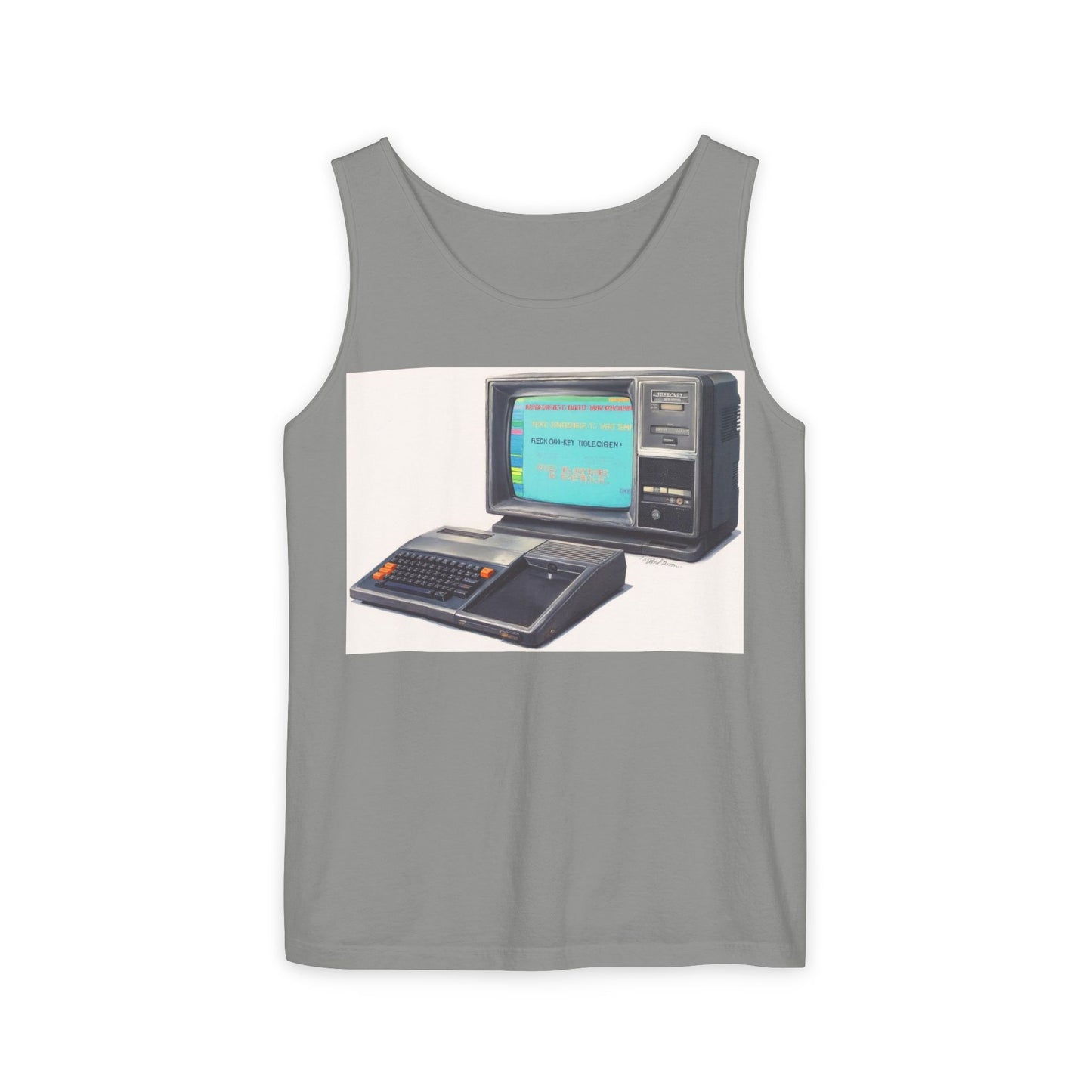 TI-99/4A Home Computer Inspired Tank Top | Mosaic Art Color | Unisex Retro Graphic Tee for Tech Lovers, Summer Fashion, Gift for Nerds, Festival Wear, 80s Style