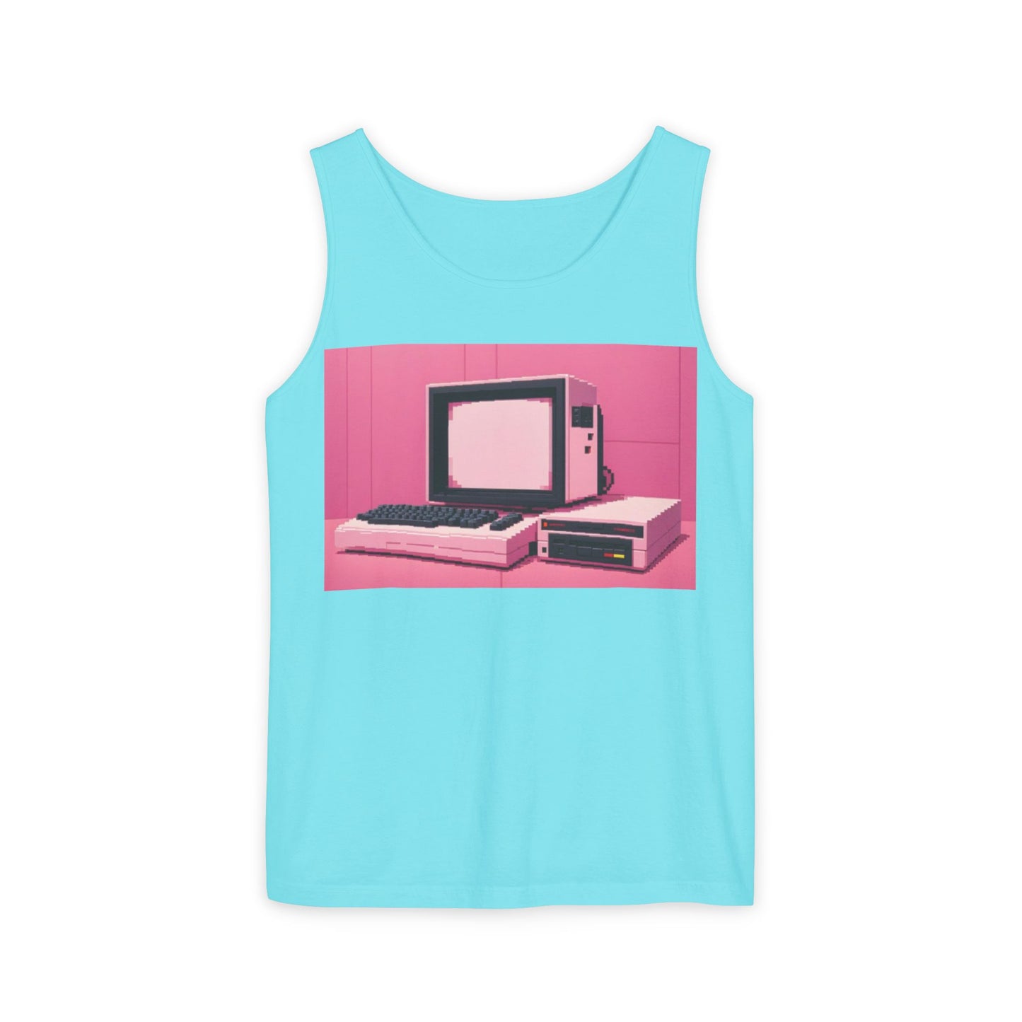 Classic 8 bit home computer inspired Tank Top | Pixel Art Color | Unisex Retro Graphic Tee for Tech Lovers, Summer Fashion, Gift for Nerds, Festival Wear, 80s Style