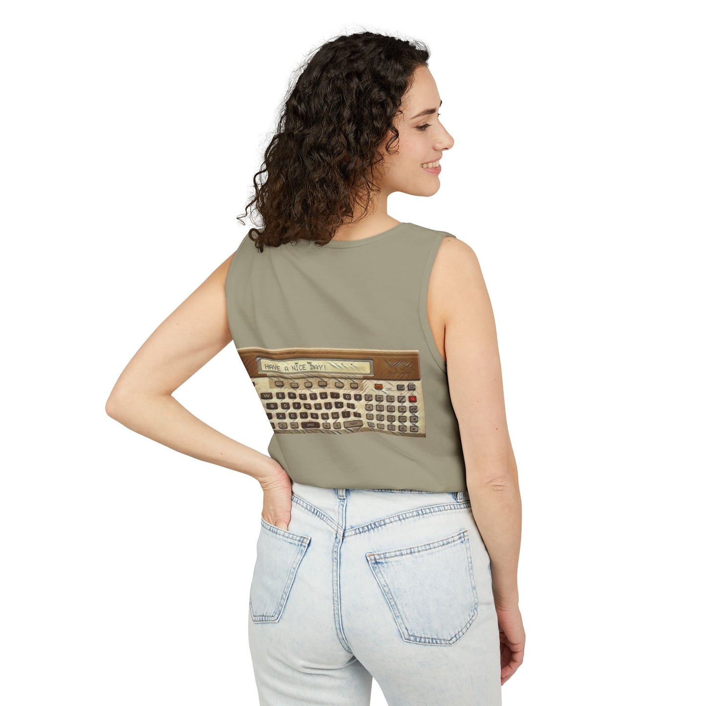 Pocket Computer Inspired Tank Top | Unisex Retro Graphic Tee for Tech Lovers, Summer Fashion, Gift for Nerds, Festival Wear, 80s Style