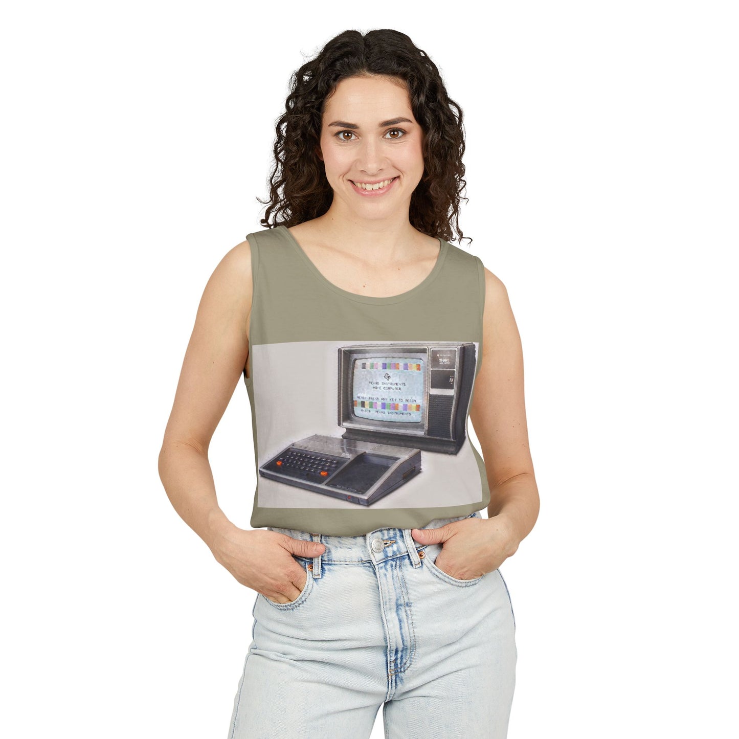 TI-99/4A Home Computer Inspired Tank Top | Matt Art Color | Unisex Retro Graphic Tee for Tech Lovers, Summer Fashion, Gift for Nerds, Festival Wear, 80s Style