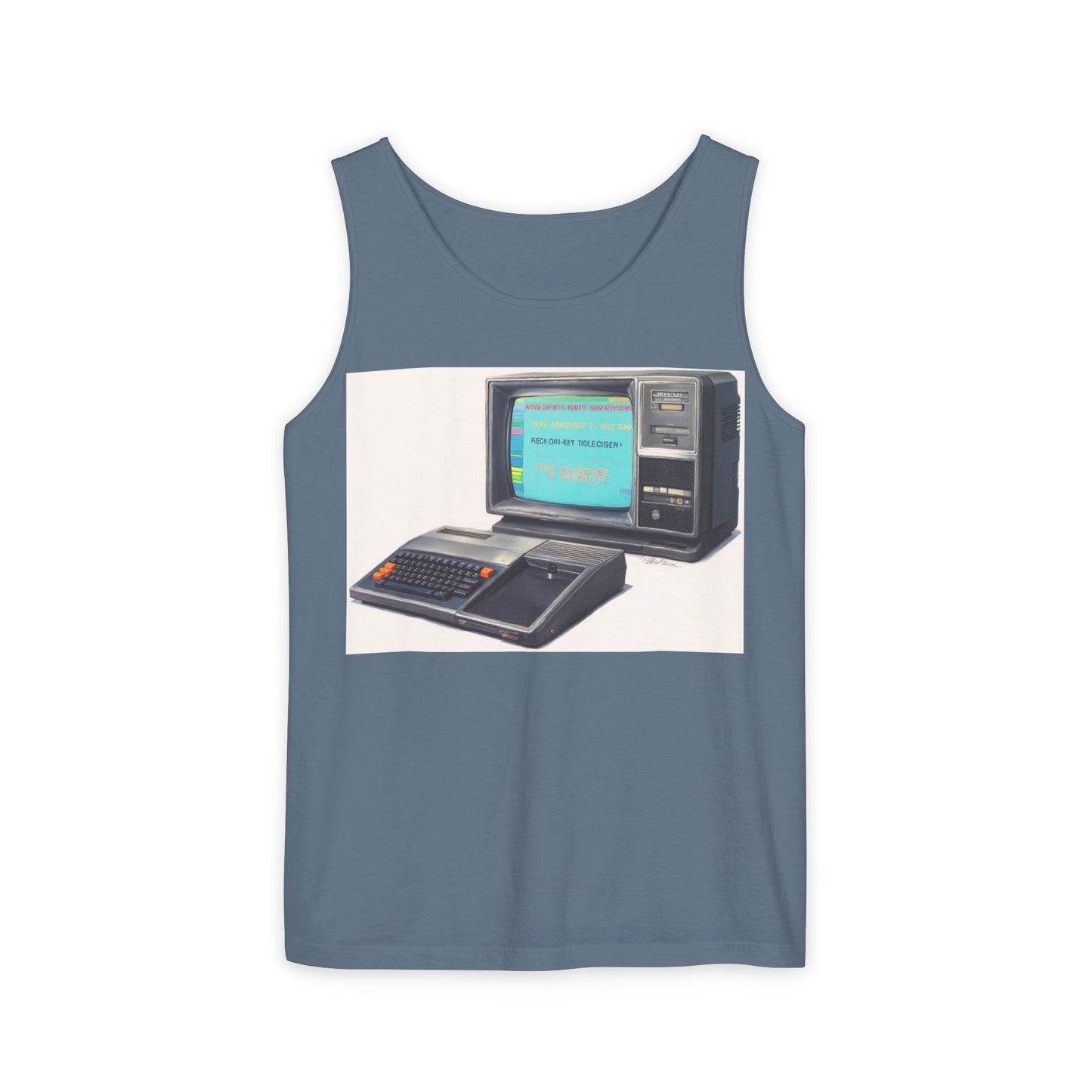 TI-99/4A Home Computer Inspired Tank Top | Mosaic Art Color | Unisex Retro Graphic Tee for Tech Lovers, Summer Fashion, Gift for Nerds, Festival Wear, 80s Style