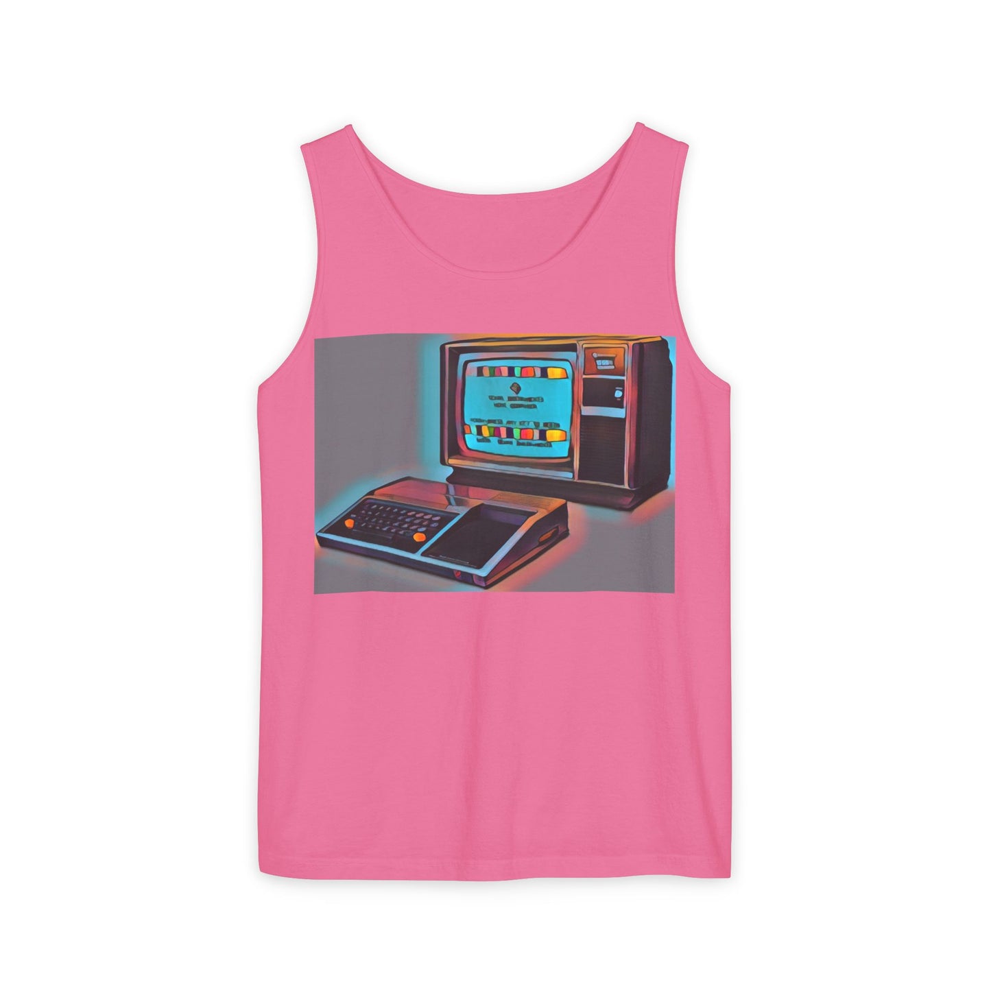 TI-99/4A Computer Inspired Tank Top | Print Art Color | Unisex Retro Graphic Tee for Tech Lovers, Summer Fashion, Gift for Nerds, Festival Wear, 80s Style