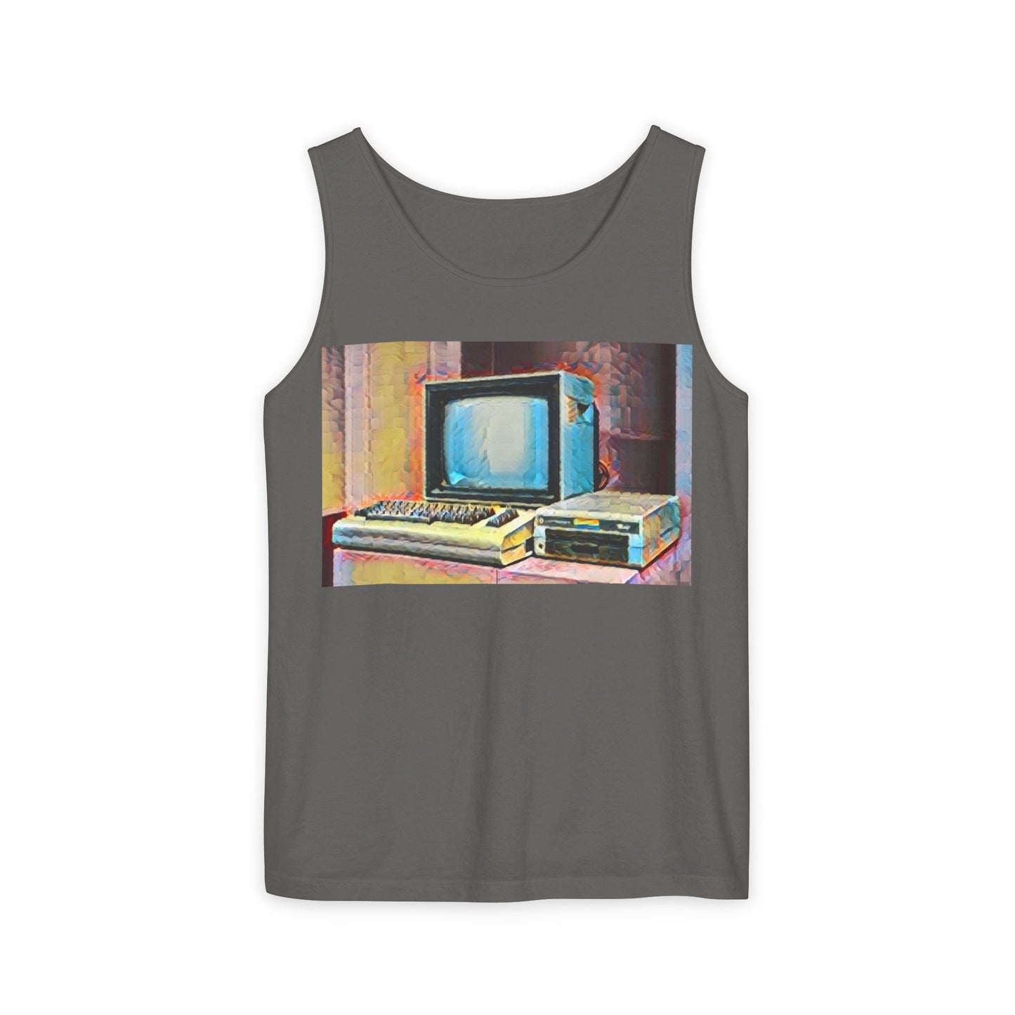 Classic 8 bit home computer inspired Tank Top | Spray Art Color | Unisex Retro Graphic Tee for Tech Lovers, Summer Fashion, Gift for Nerds, Festival Wear, 80s Style
